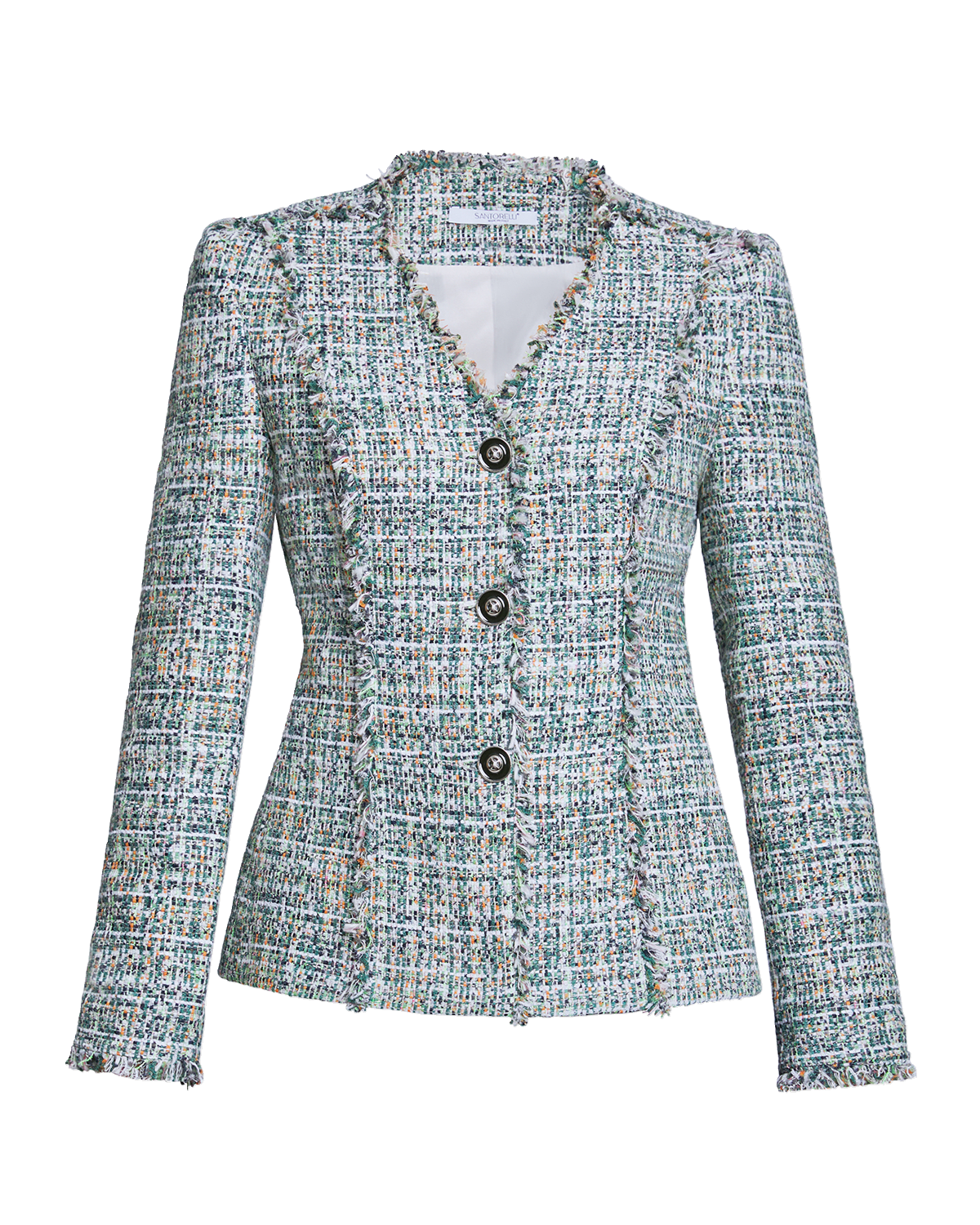 Santorelli Georgia Fringe-Trim Tweed Jacket