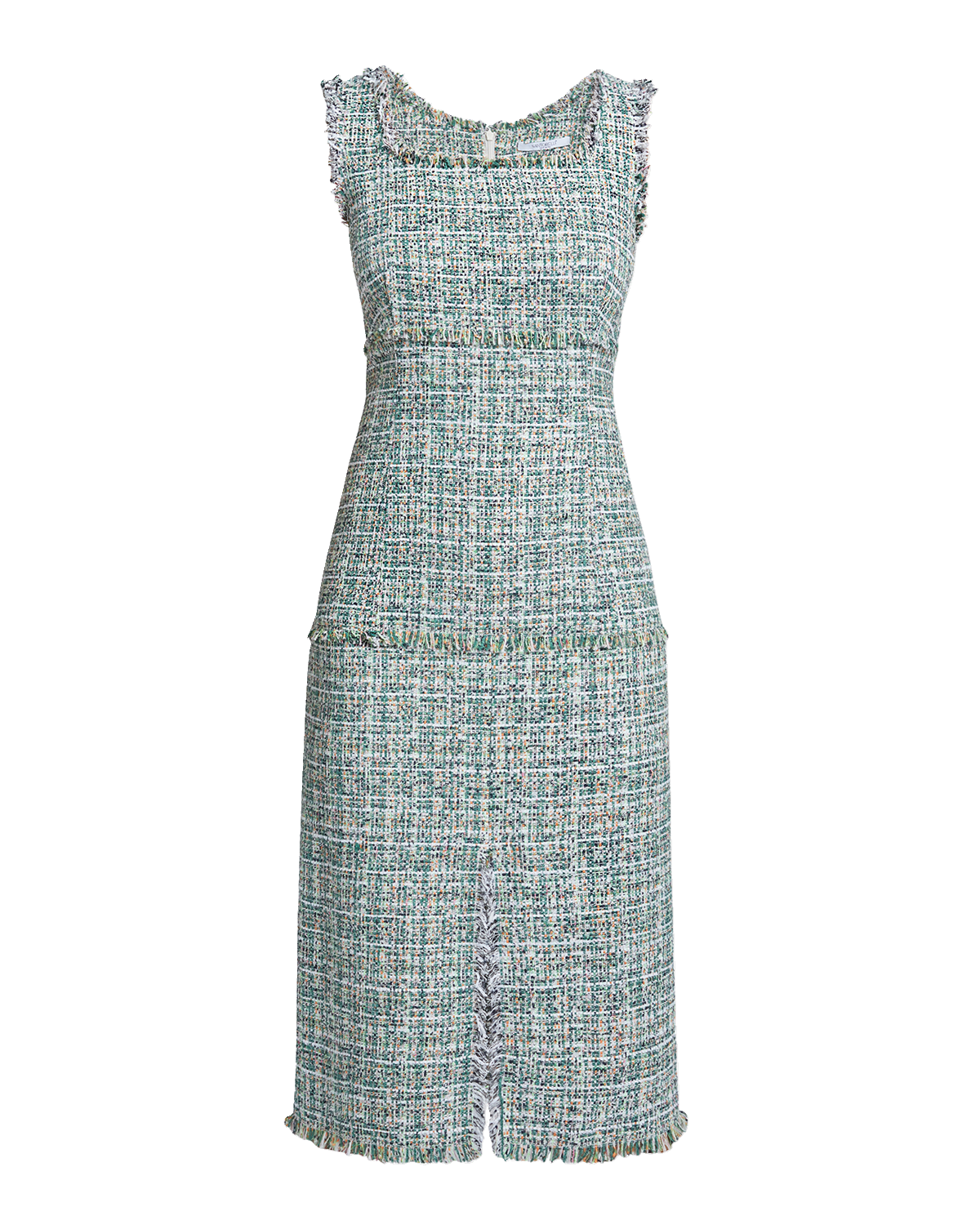 Santorelli Faye Fringe-Trim Tweed Midi Dress