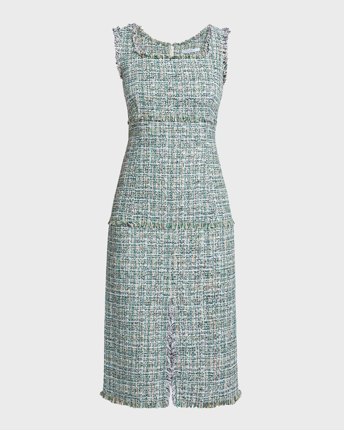 Santorelli Faye Fringe-Trim Tweed Midi Dress