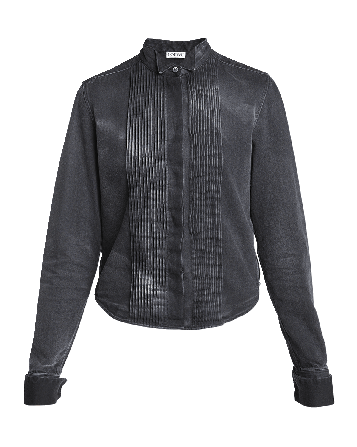 Loewe Pleated Bib Front Denim Cropped Shirt