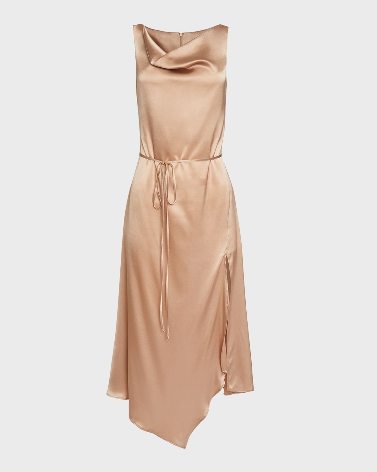 Santorelli Cowl-Neck Silk Charmeuse Midi Dress