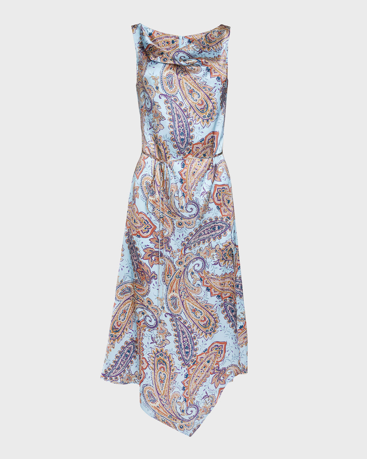 Santorelli Paisley-Print Silk Charmeuse Midi Dress