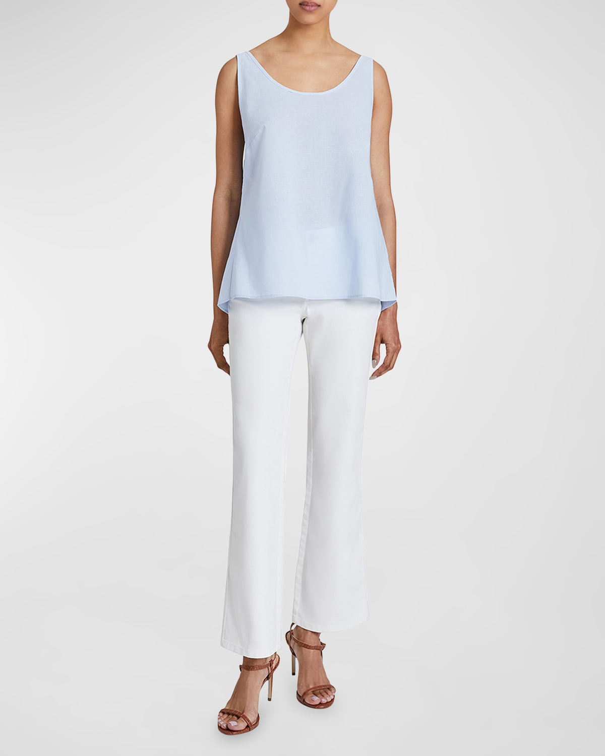 Santorelli Ari Tie-Strap Cotton Chambray Tank