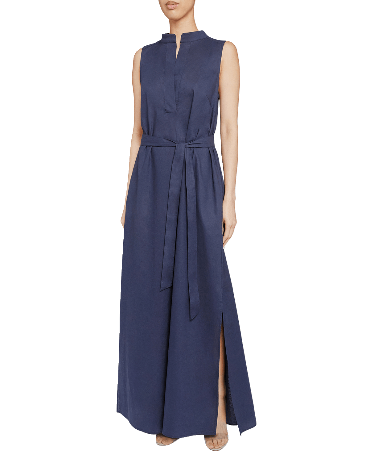 Santorelli Lucy Sleeveless Side-Slit Maxi Shirtdress