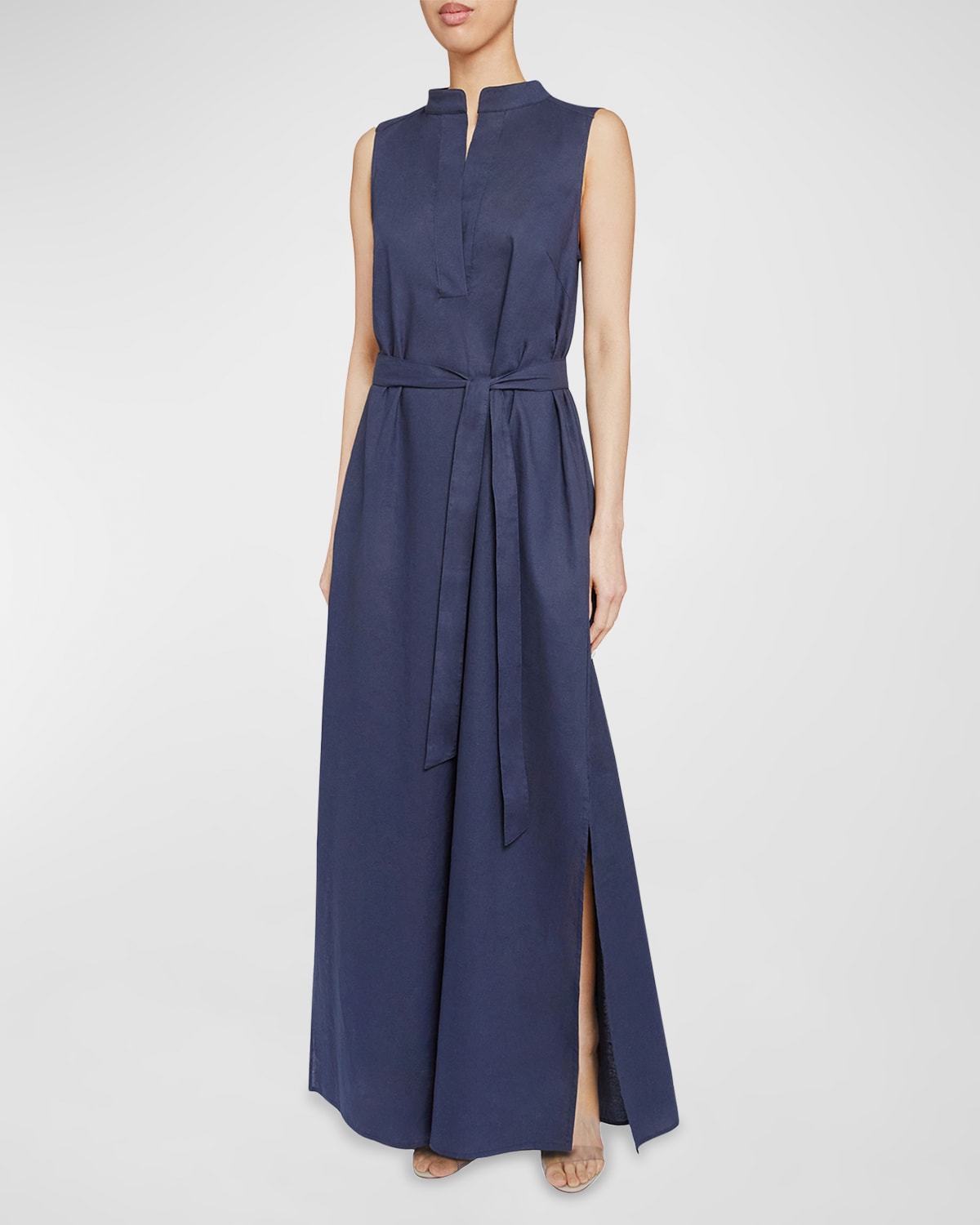 Santorelli Lucy Sleeveless Side-Slit Maxi Shirtdress