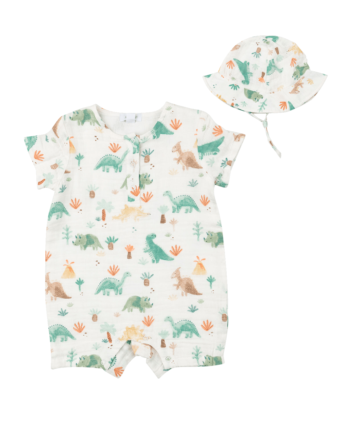 Angel Dear Boy's Softy Dino Henley Shortall and Sunhat Set, Size 3M-24M