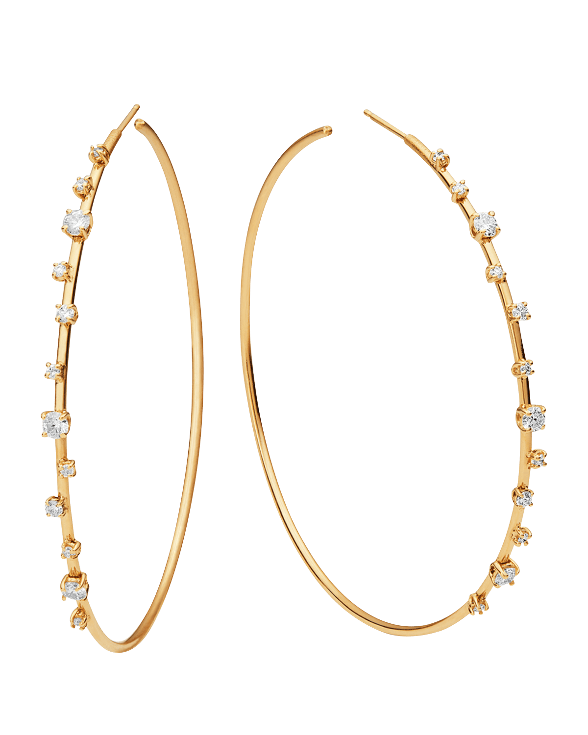 LANA 14k Solo Scattered Diamond Hoop Earrings