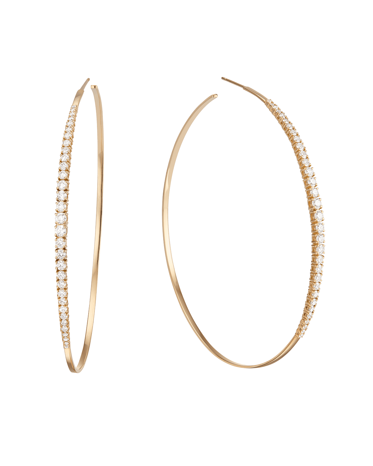 LANA 14k Graduating Diamond Hoop Earrings, 75mm