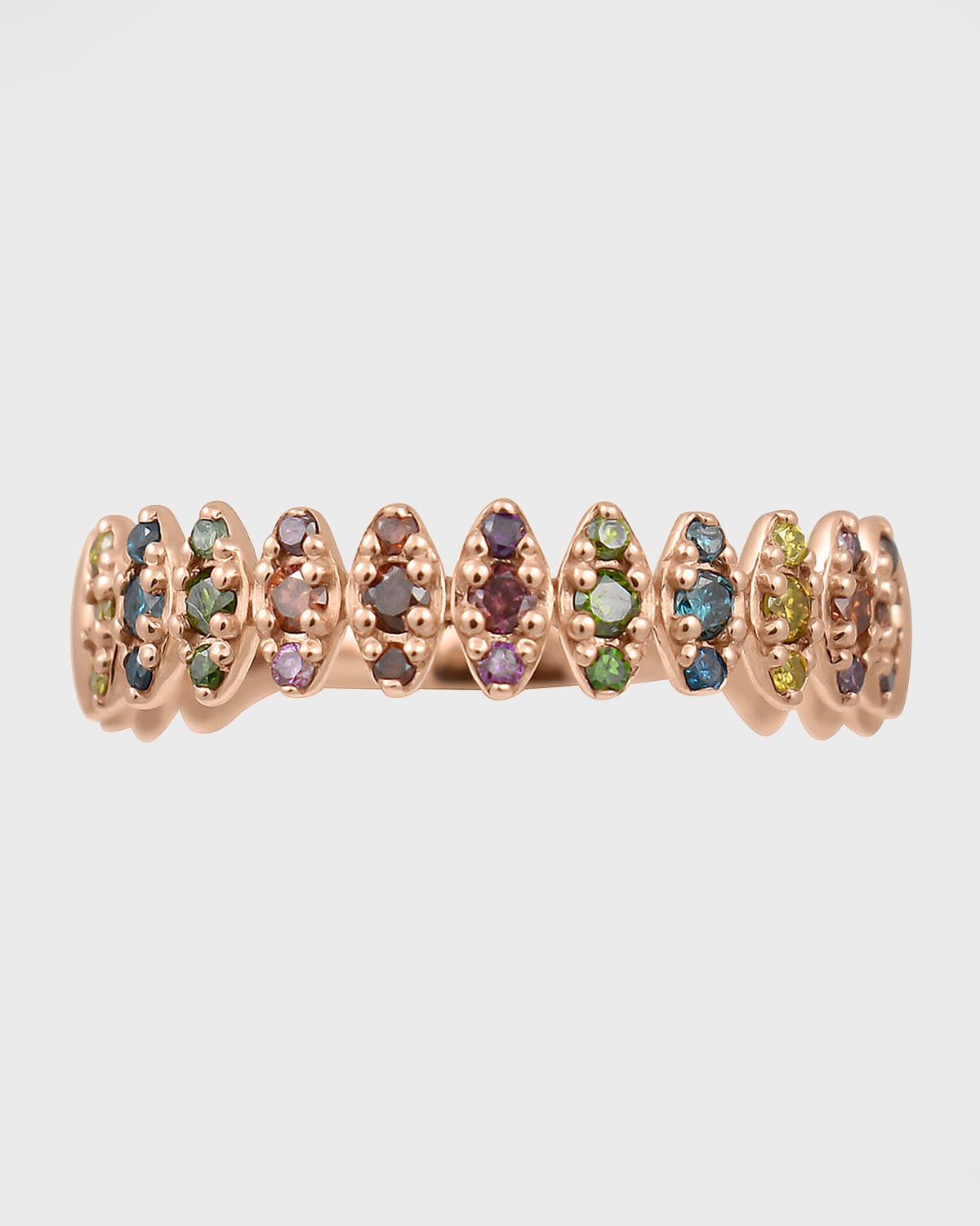 Stevie Wren 14k Rose Gold Rainbow Diamond Zigzag Ring, Size 6.5