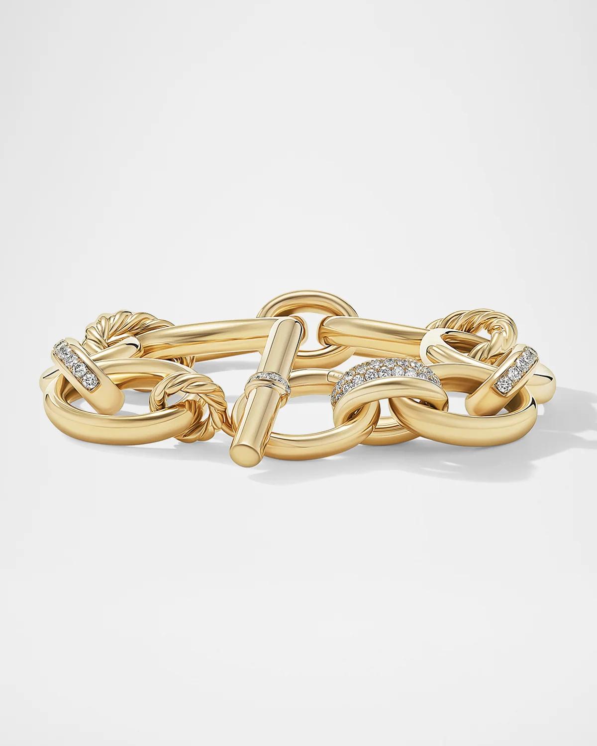 DY Mercer Bracelet with Diamonds in 18K Gold, 25mm