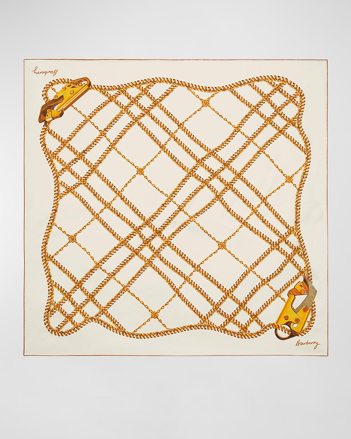 Burberry Chain Check Silk Twill Square Scarf