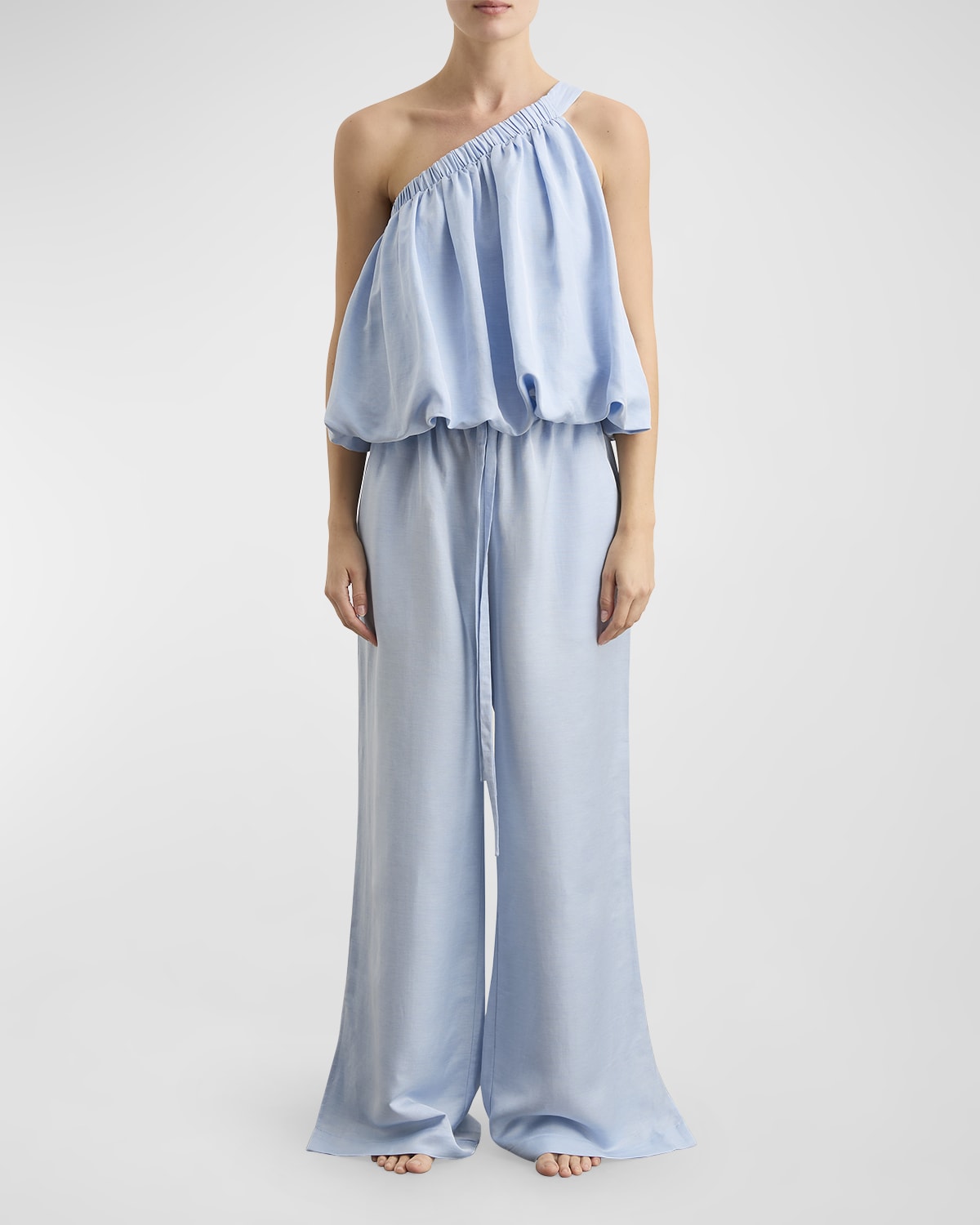 BONDI BORN Denia Tie One-Shoulder Bubble Top