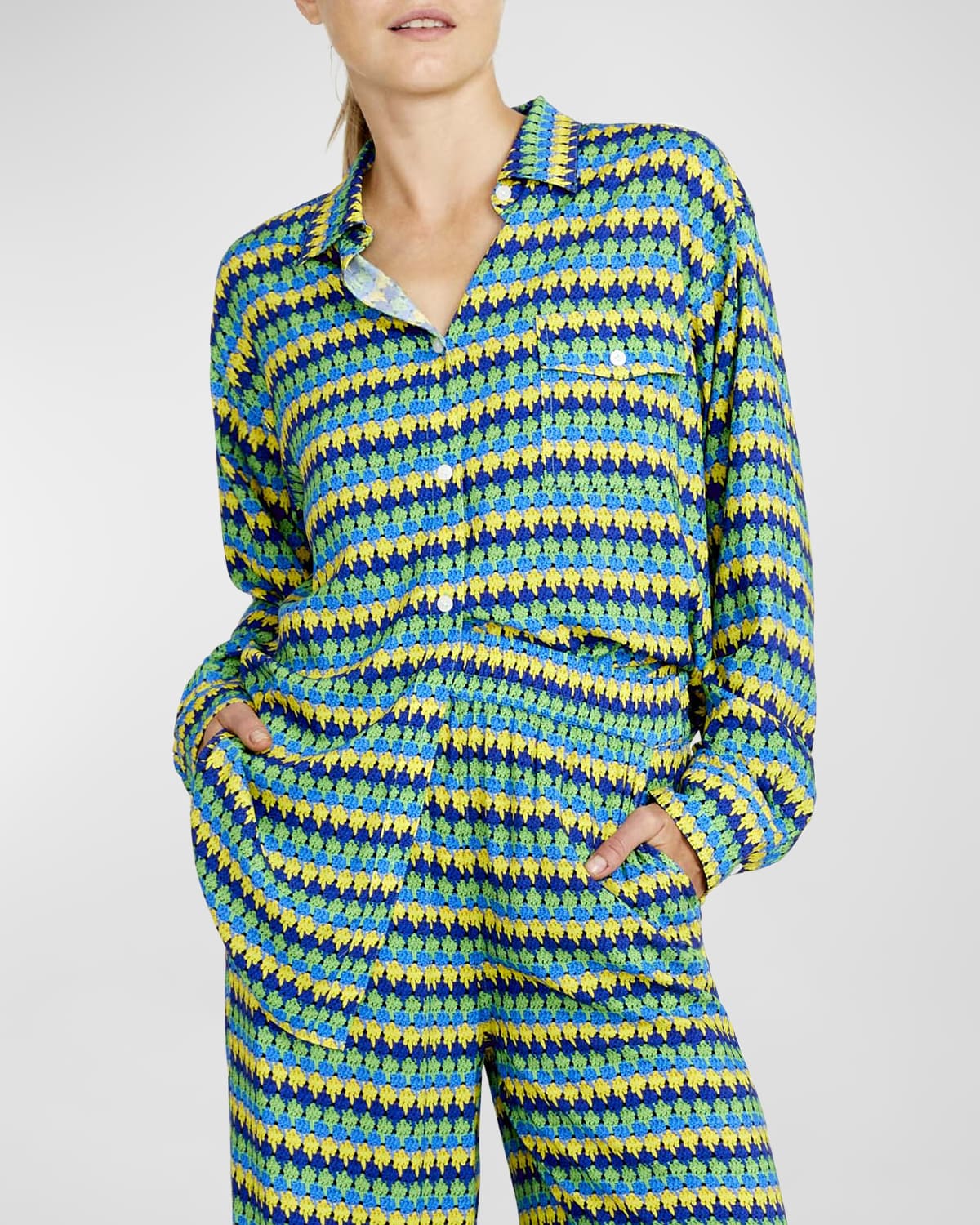 Terez Margarita Crochet Rayon Button-Front Shirt