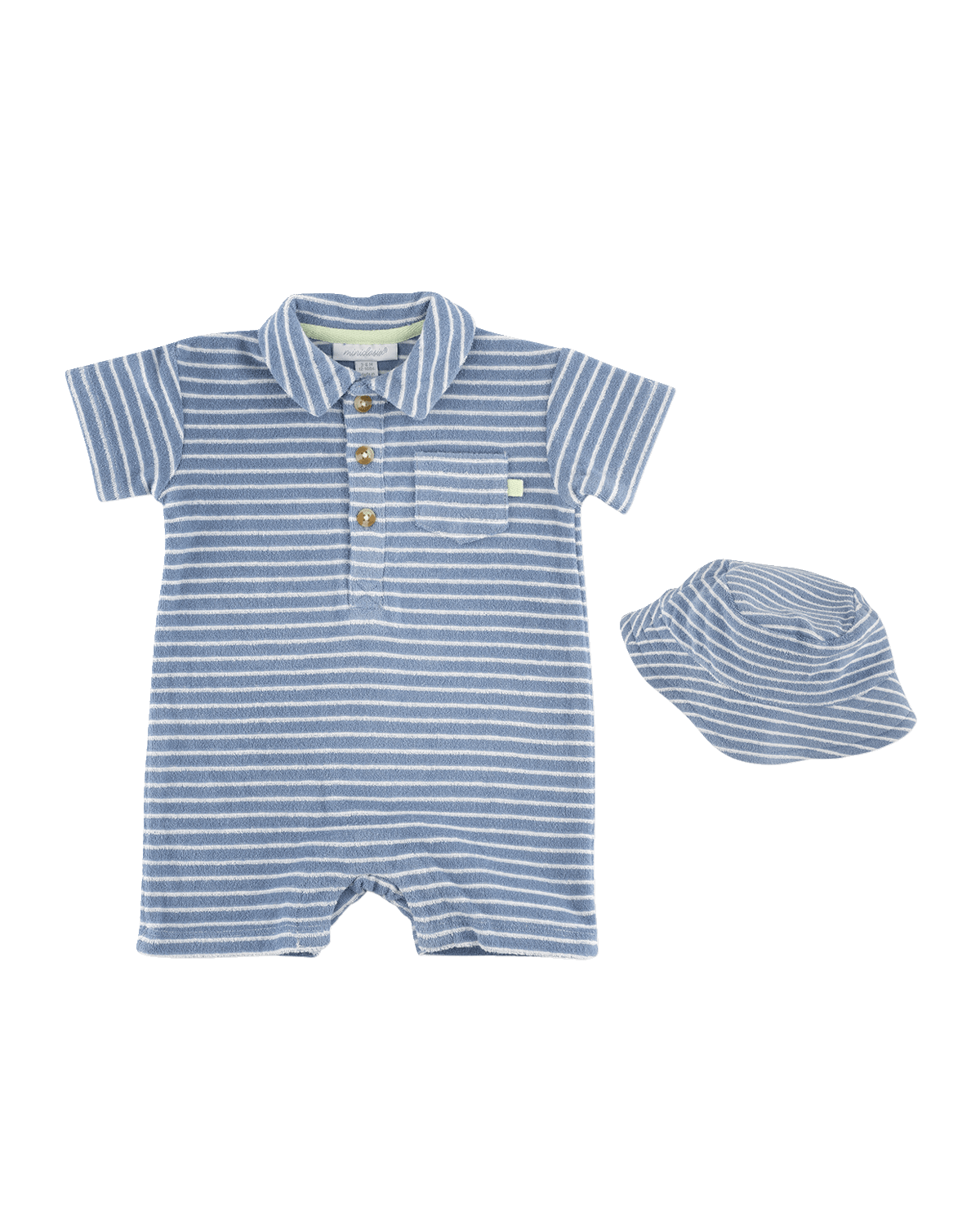 Miniclasix Boy's Cotton-Blend Romper and Hat Set, Size 3M-18M