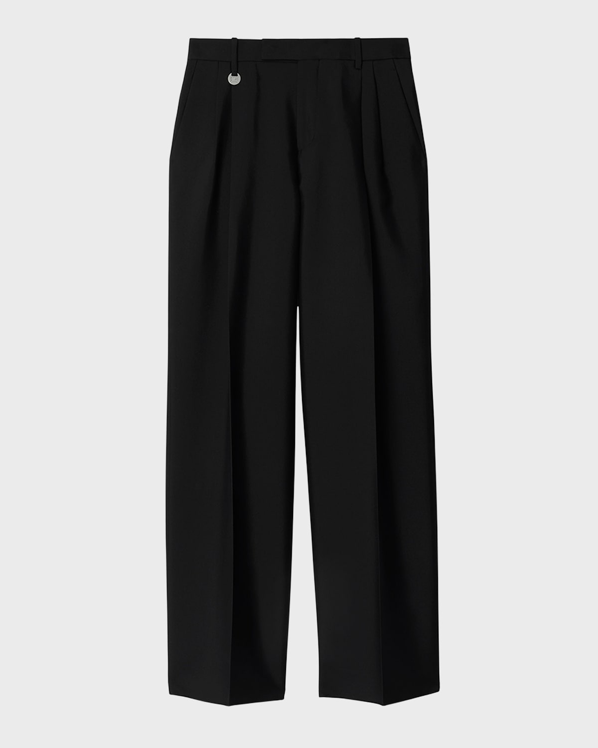Burberry Pleated Straight-Leg Trousers with Coin Detail