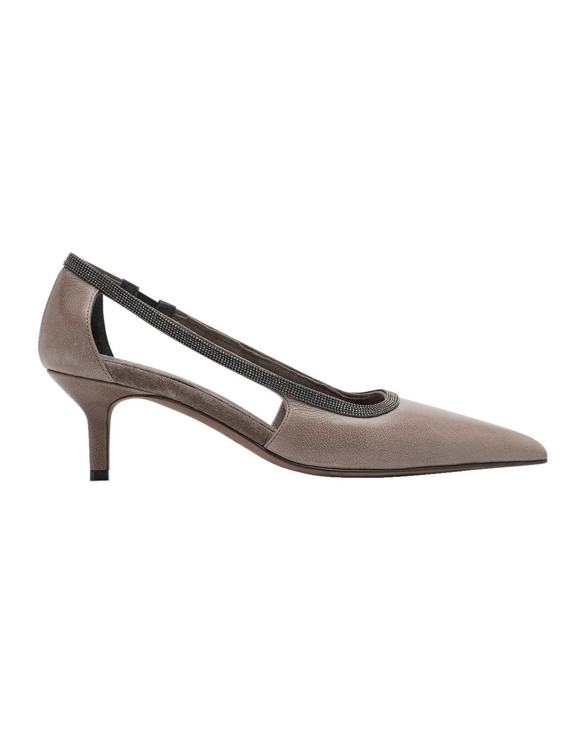 Brunello Cucinelli Leather Monili Kitten Pumps