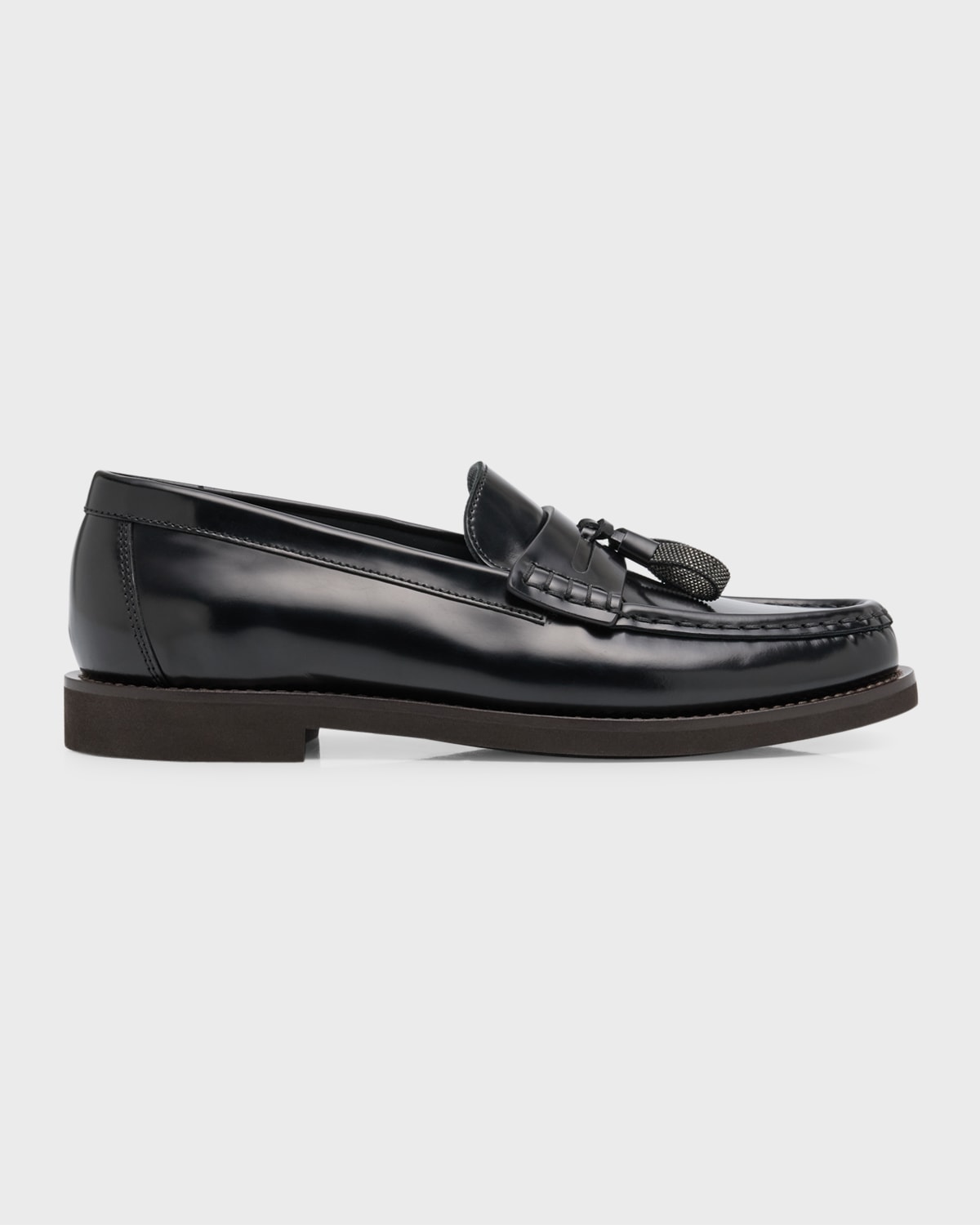Brunello Cucinelli Leather Monili Tassel Penny Loafers