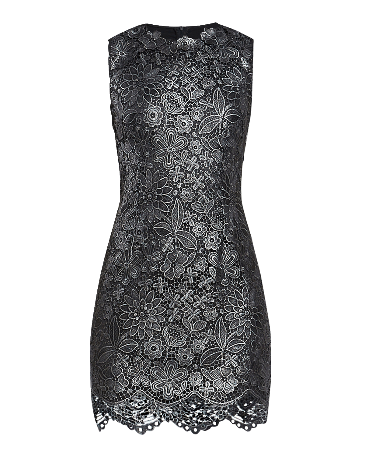 Zac Posen Sleeveless Metallic Lace Mini Dress