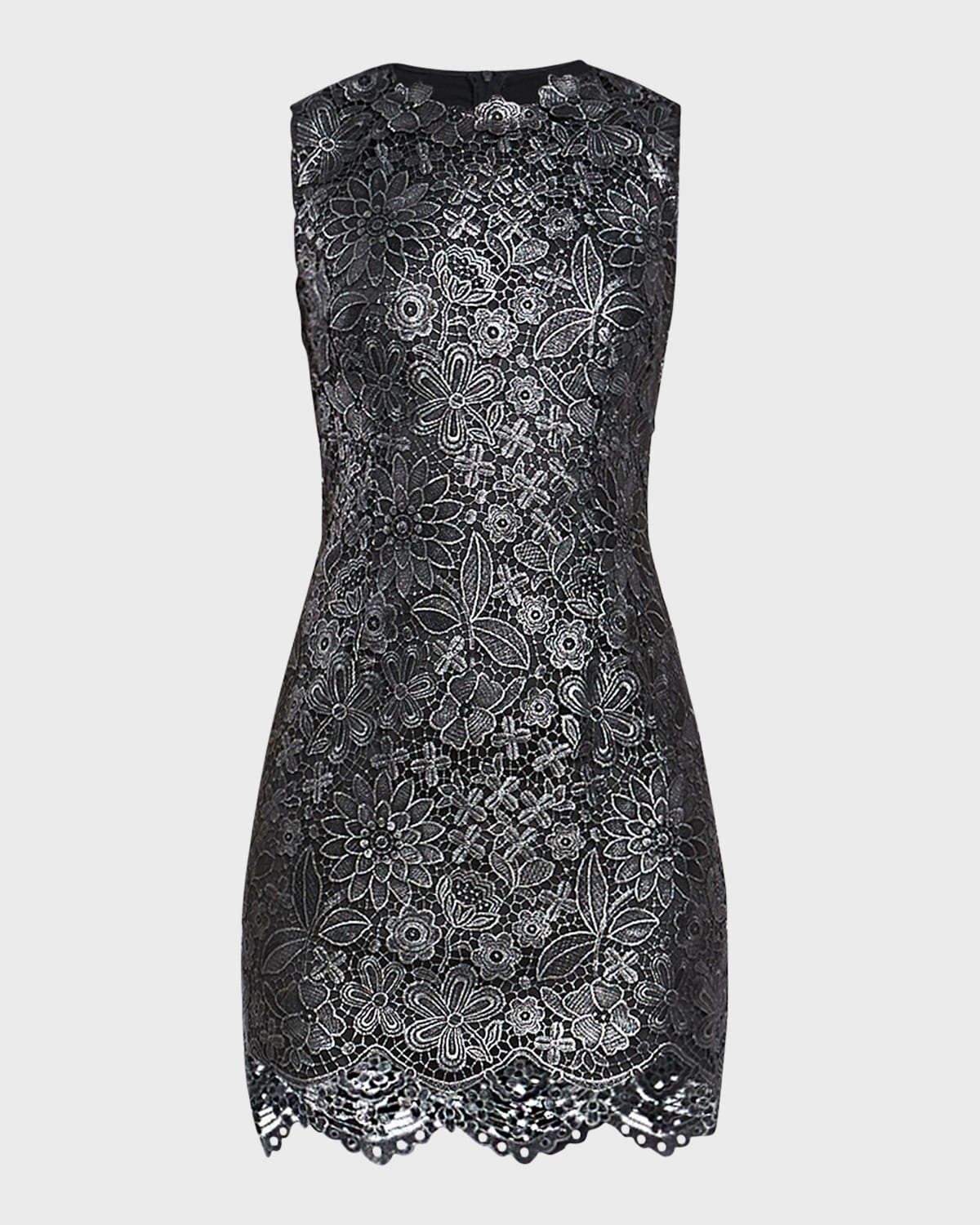 Zac Posen Sleeveless Metallic Lace Mini Dress