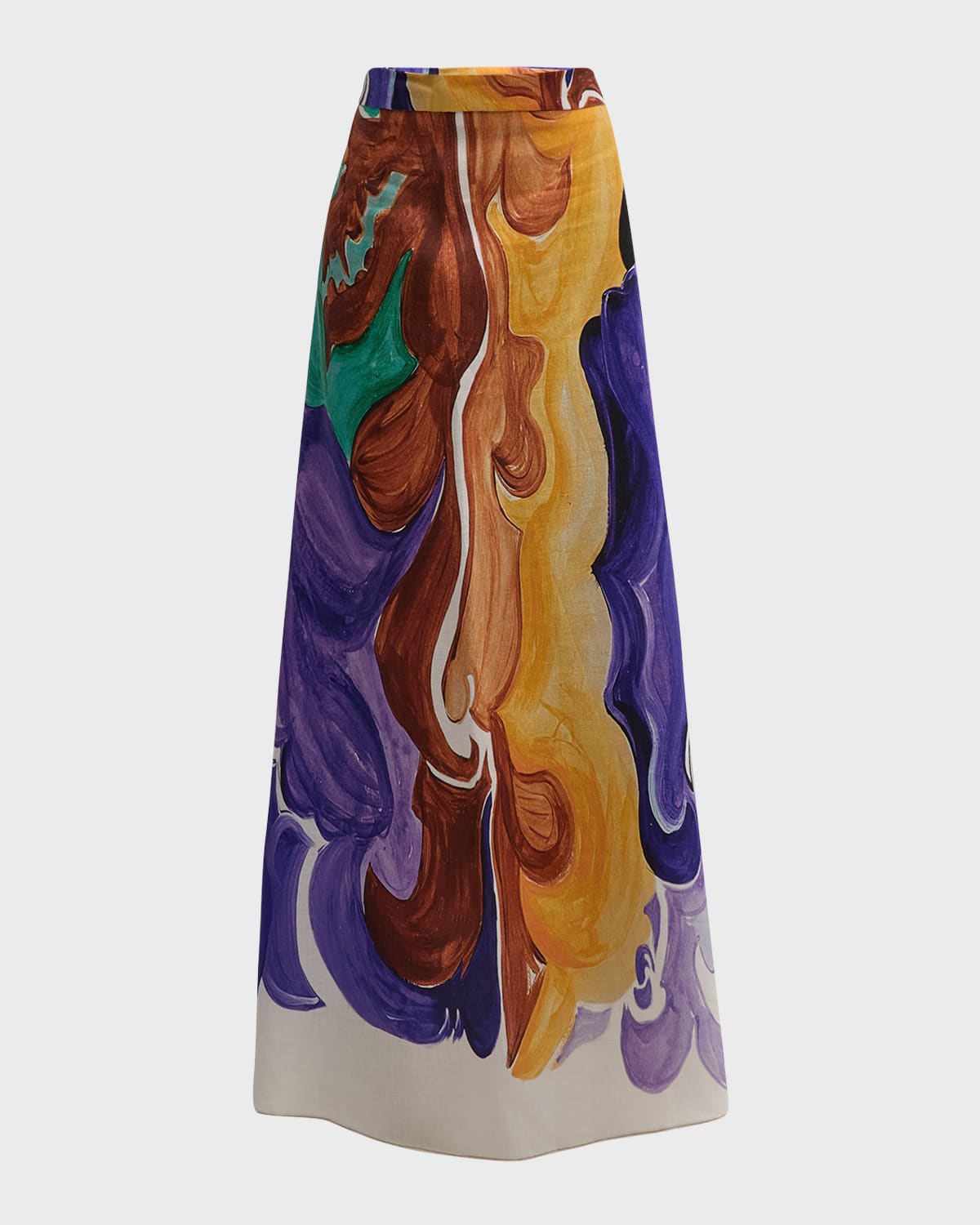 DOROTHEE SCHUMACHER Rainbow Flames Printed Linen Maxi Skirt