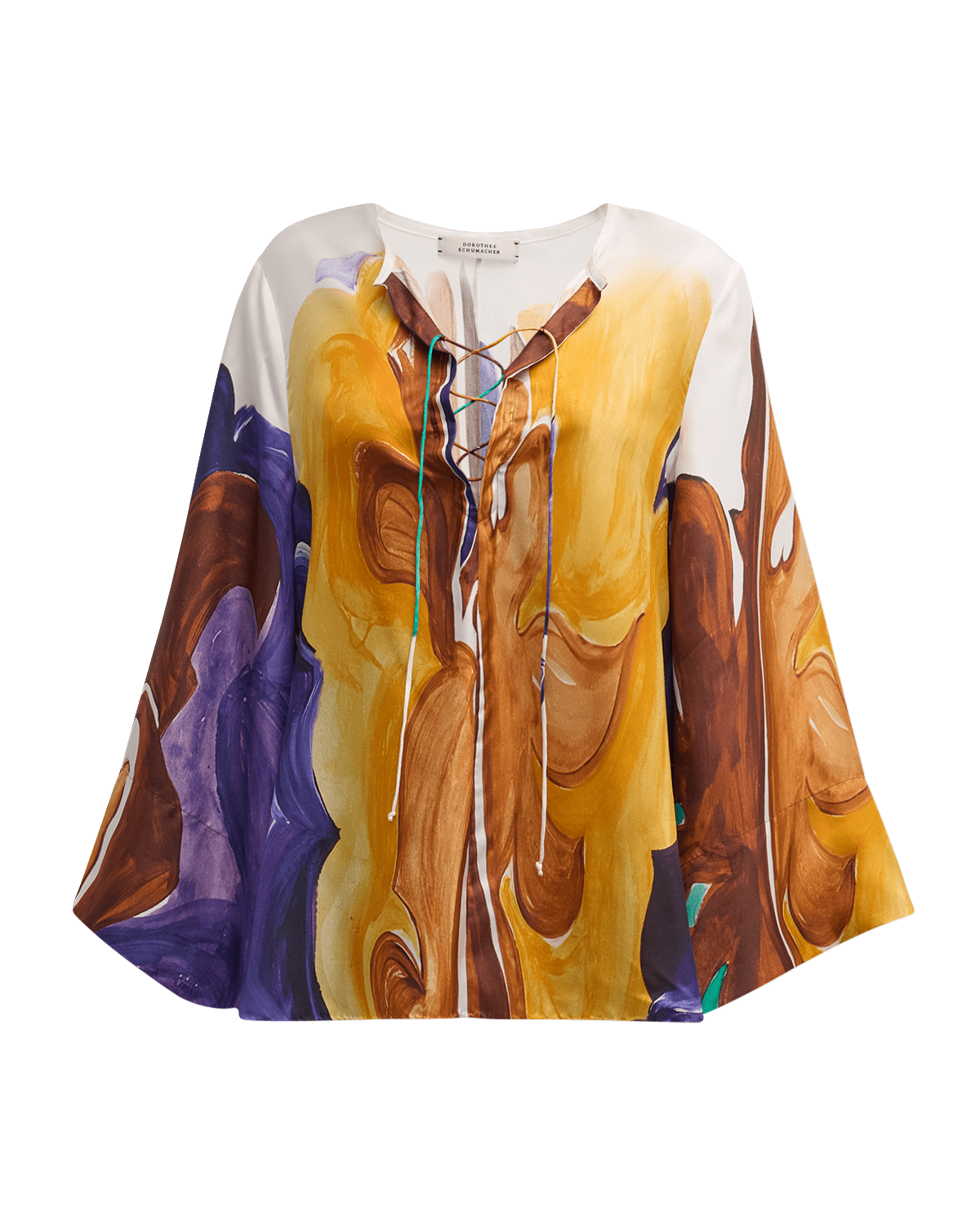 DOROTHEE SCHUMACHER Rainbow Dreams Lace-Up Silk Blouse