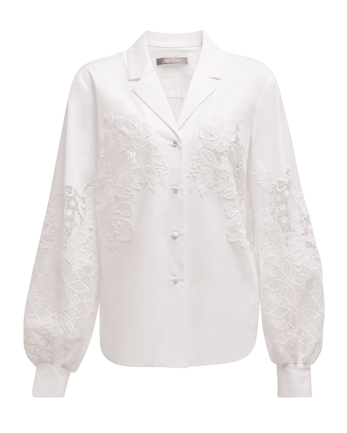 Lela Rose Lace-Inset Button-Down Shirt