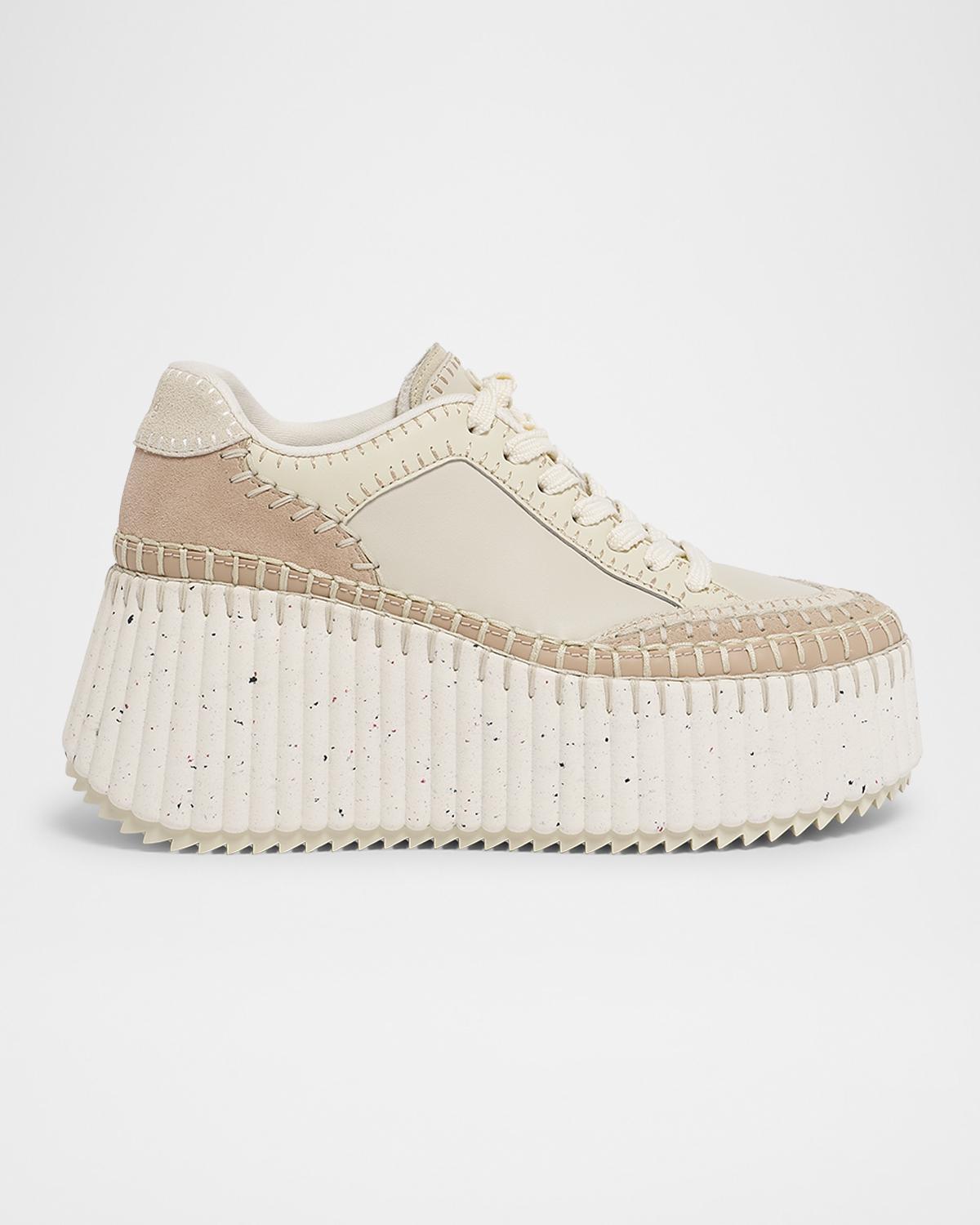 Nama Platform Speckled Mix Leather Sneakers