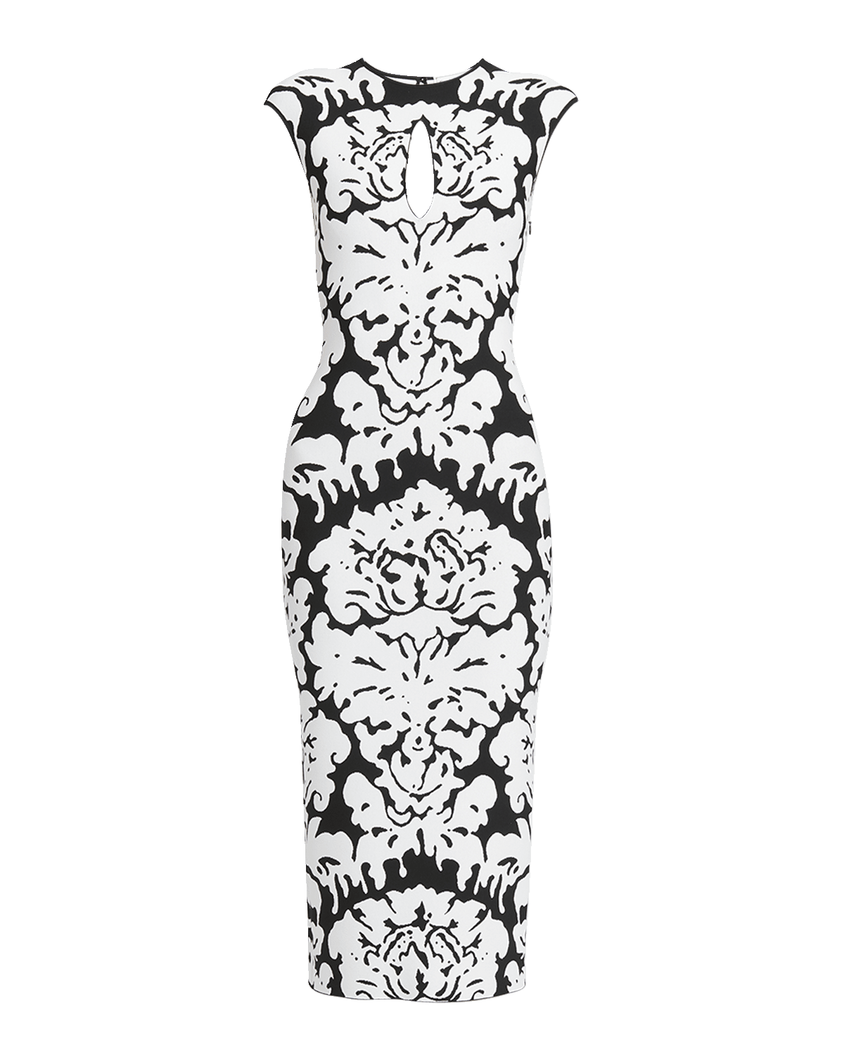 Alexander McQueen Damask Print Knit Midi Dress