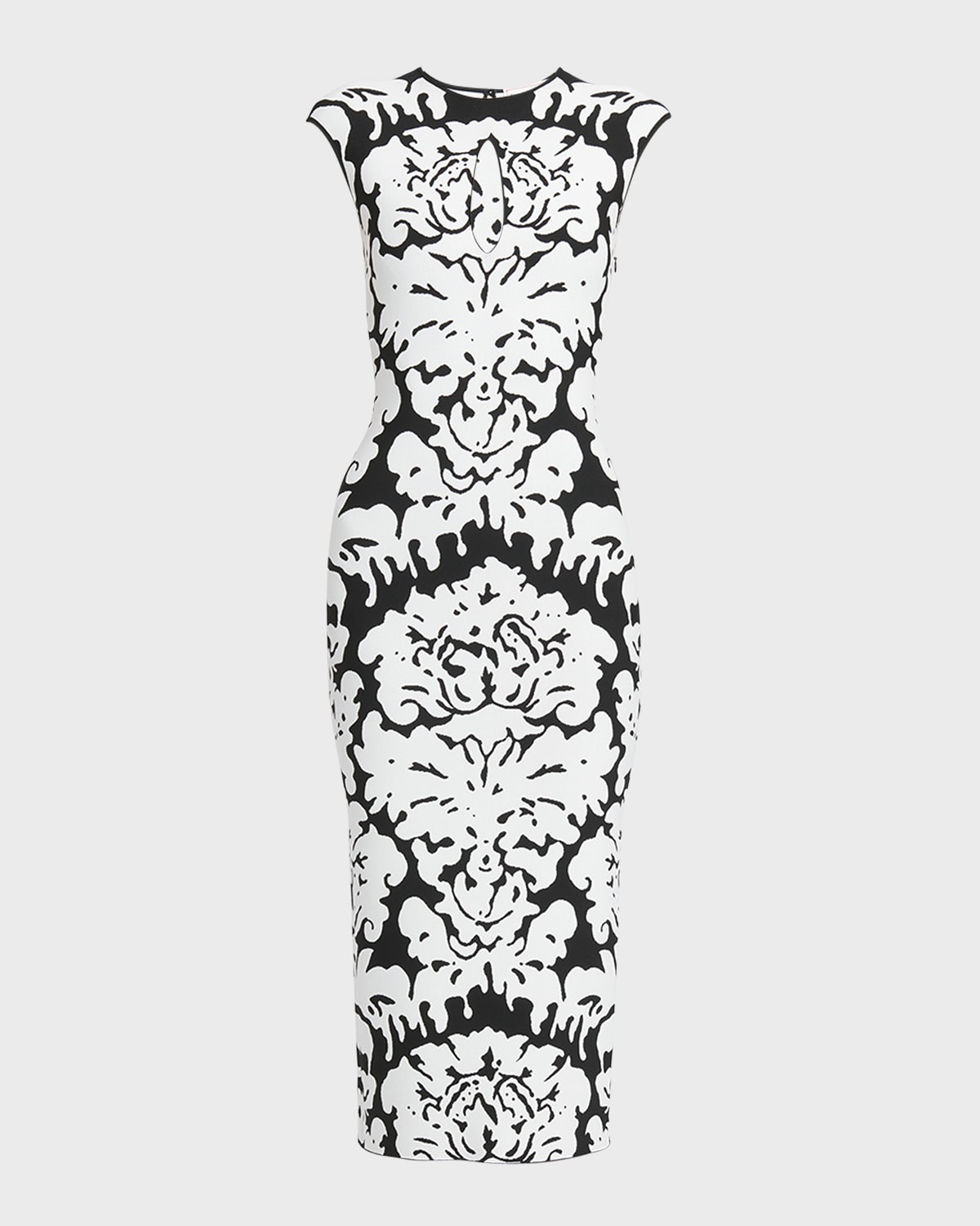 Alexander McQueen Damask Print Knit Midi Dress