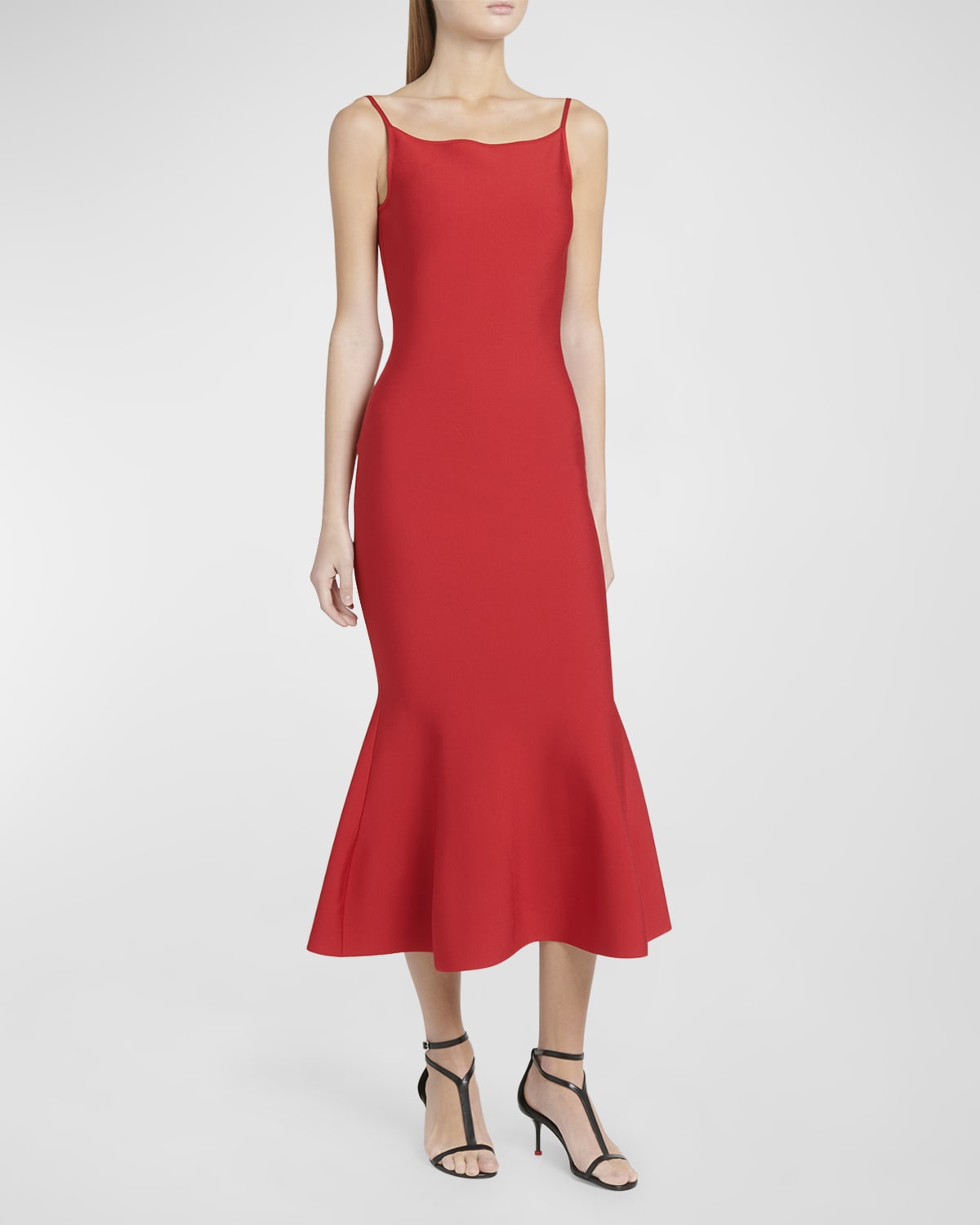 Alexander McQueen Knit Flare Hem Midi Dress