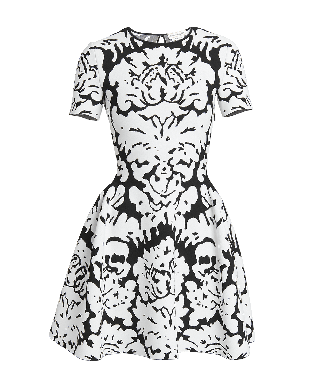 Alexander McQueen Damask Print Flare Knit Mini Dress