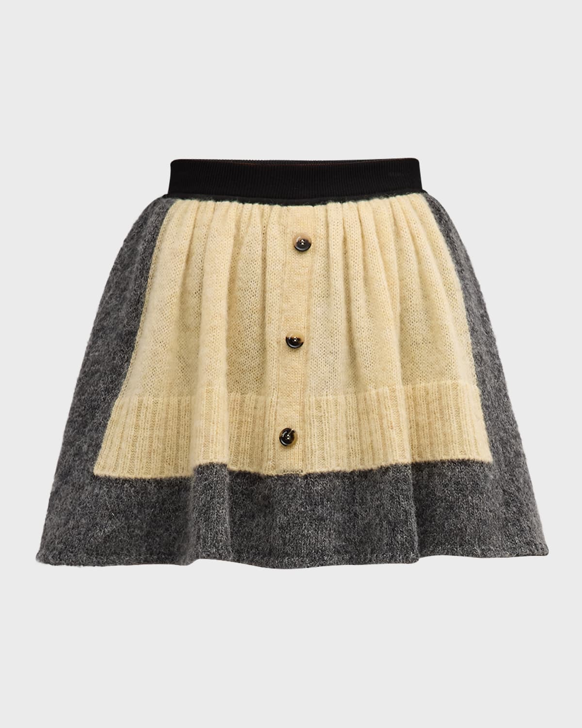 Loewe Bicolor Knit Button-Front Mini Skirt