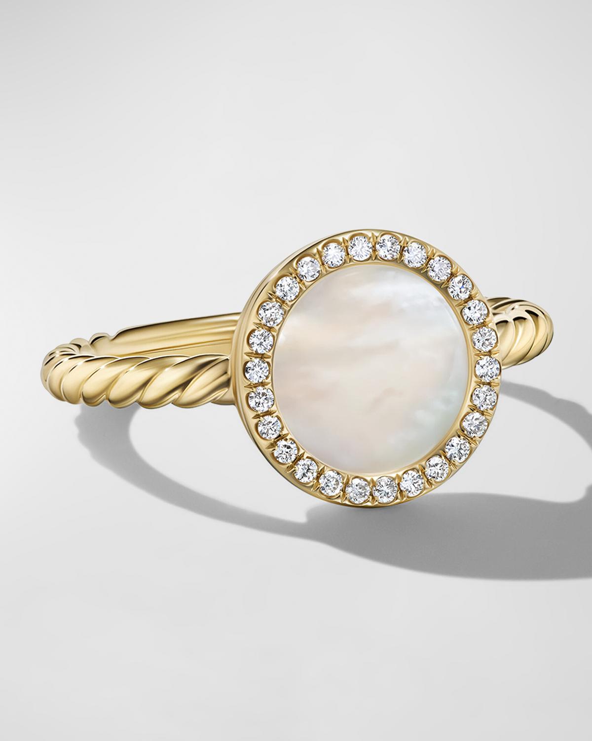 DY Elements Ring with Gemstone and Diamonds in 18K Gold, 11mm
