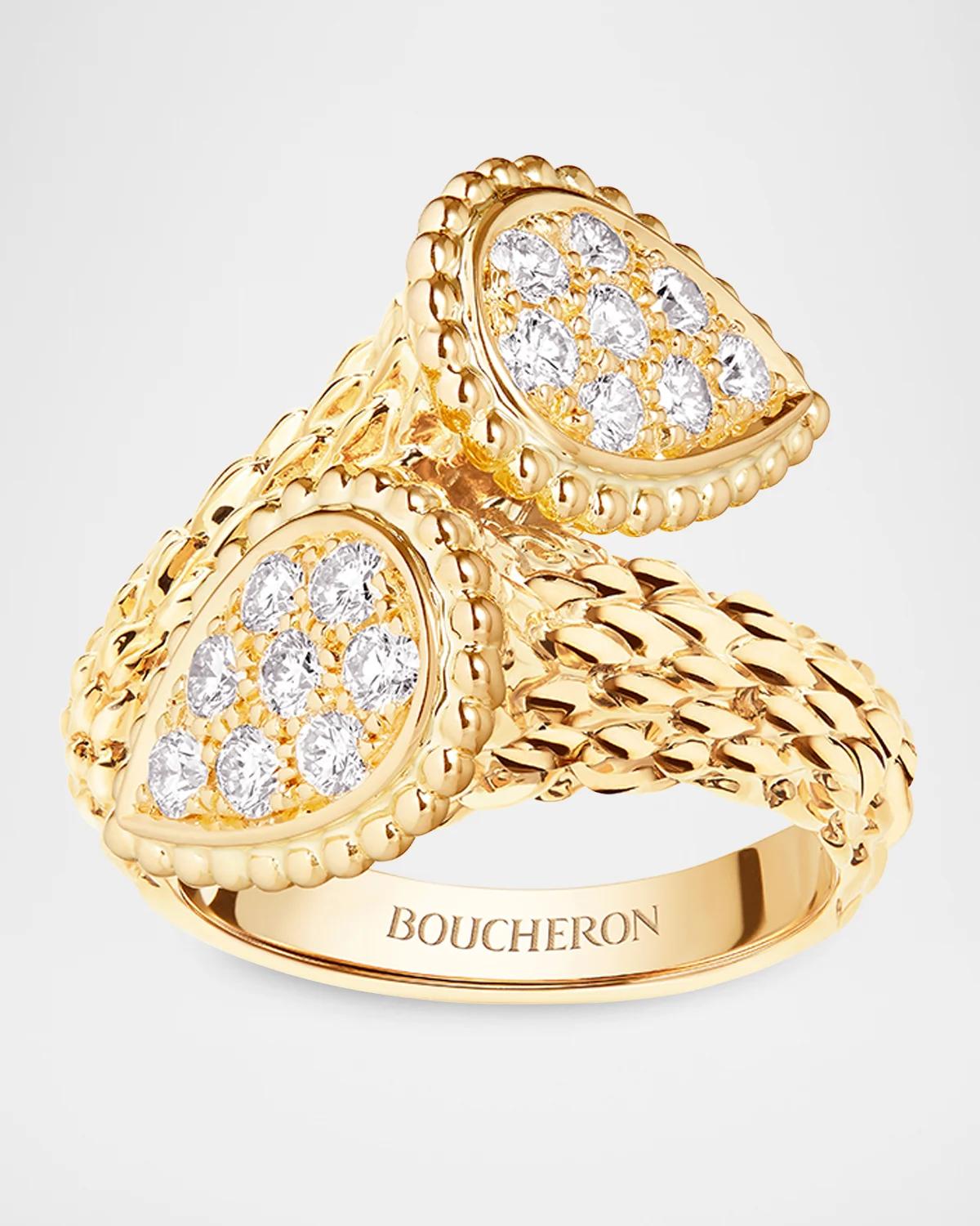 Serpent Bohème 18k Gold Diamond Bypass Ring