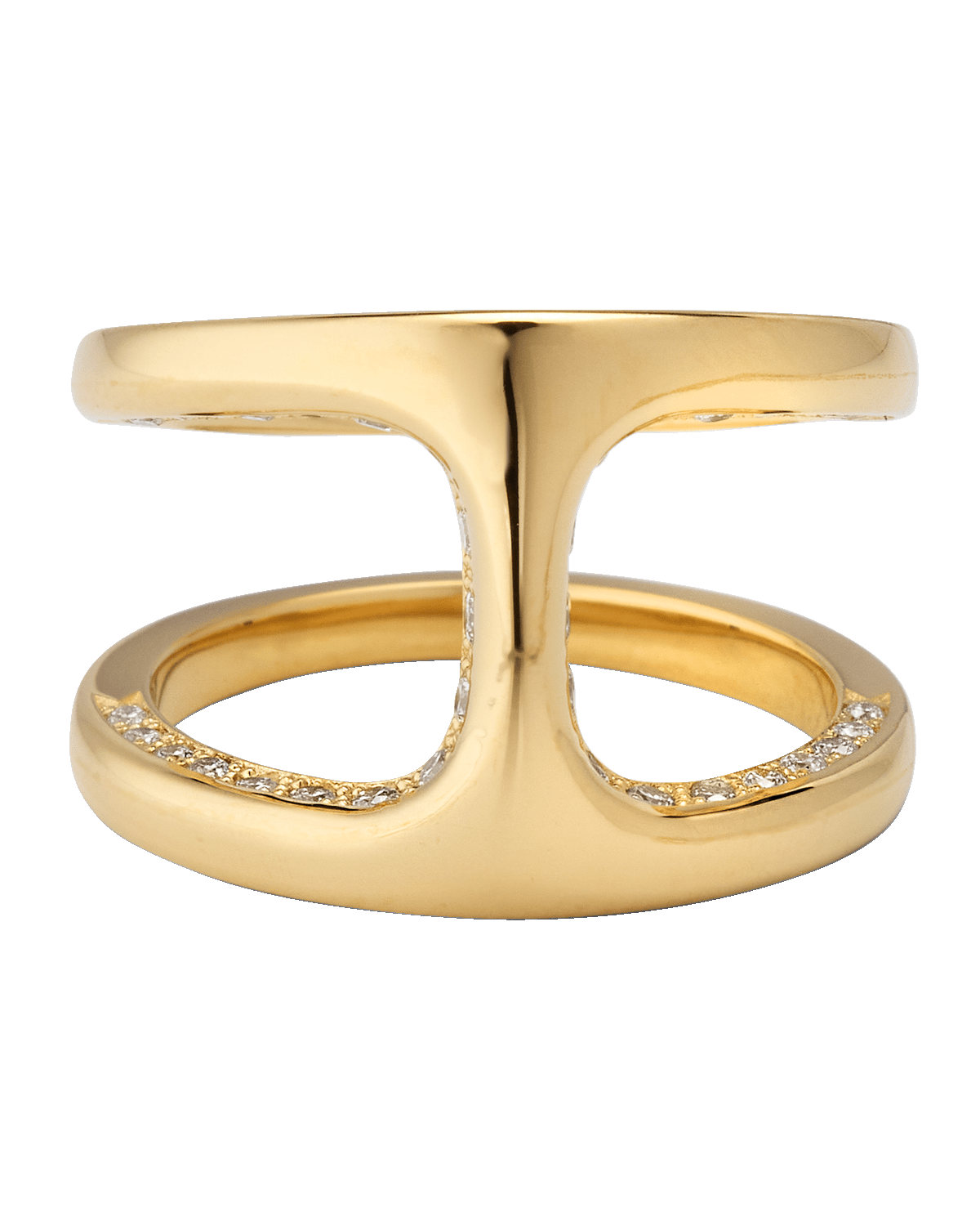 Hoorsenbuhs 18K Yellow Gold Dame Phantom Ring with Flooded Diamonds, Size 8