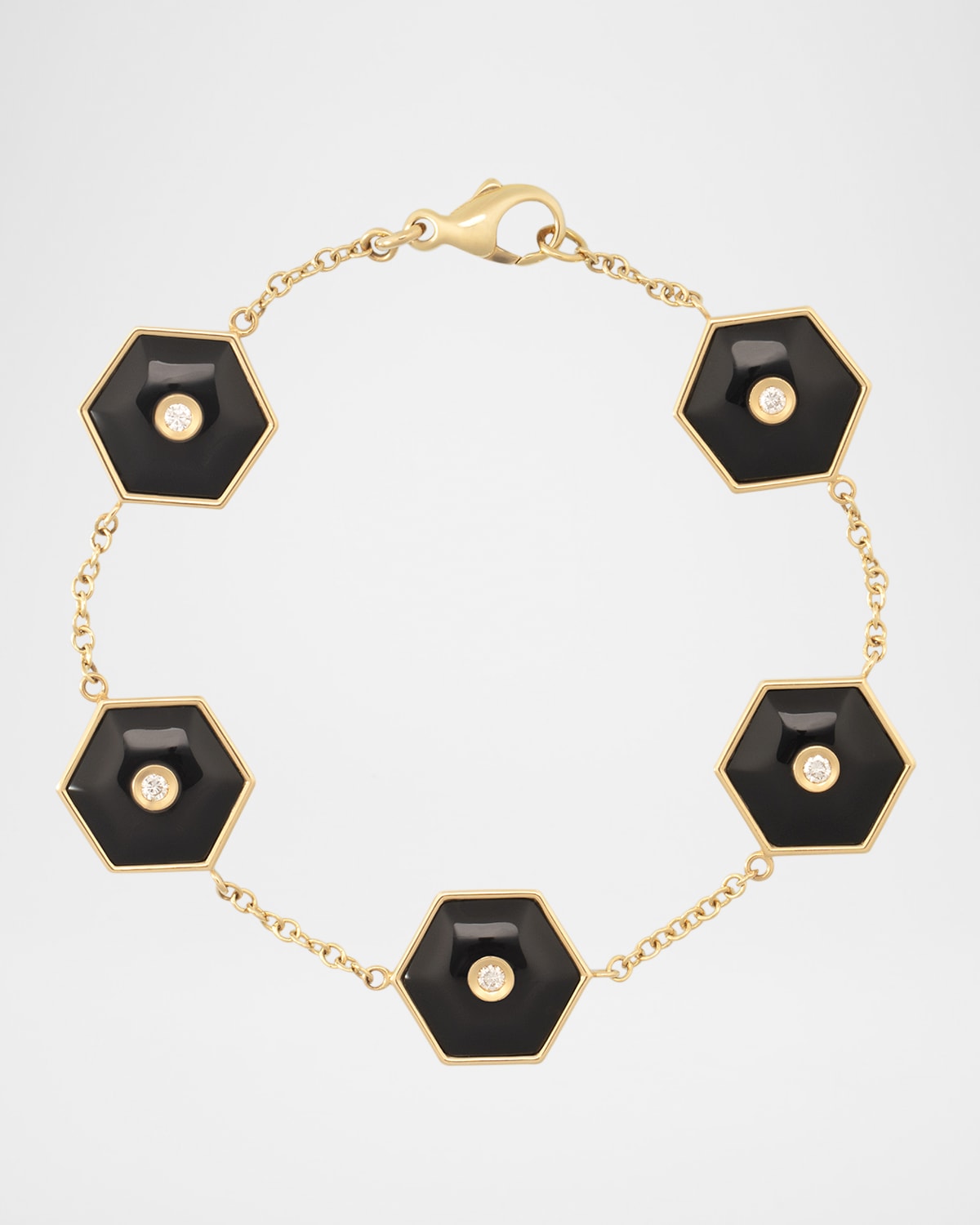 Miseno Baia Sommersa 18K Yellow Gold Bracelet with White Diamonds and Onyx