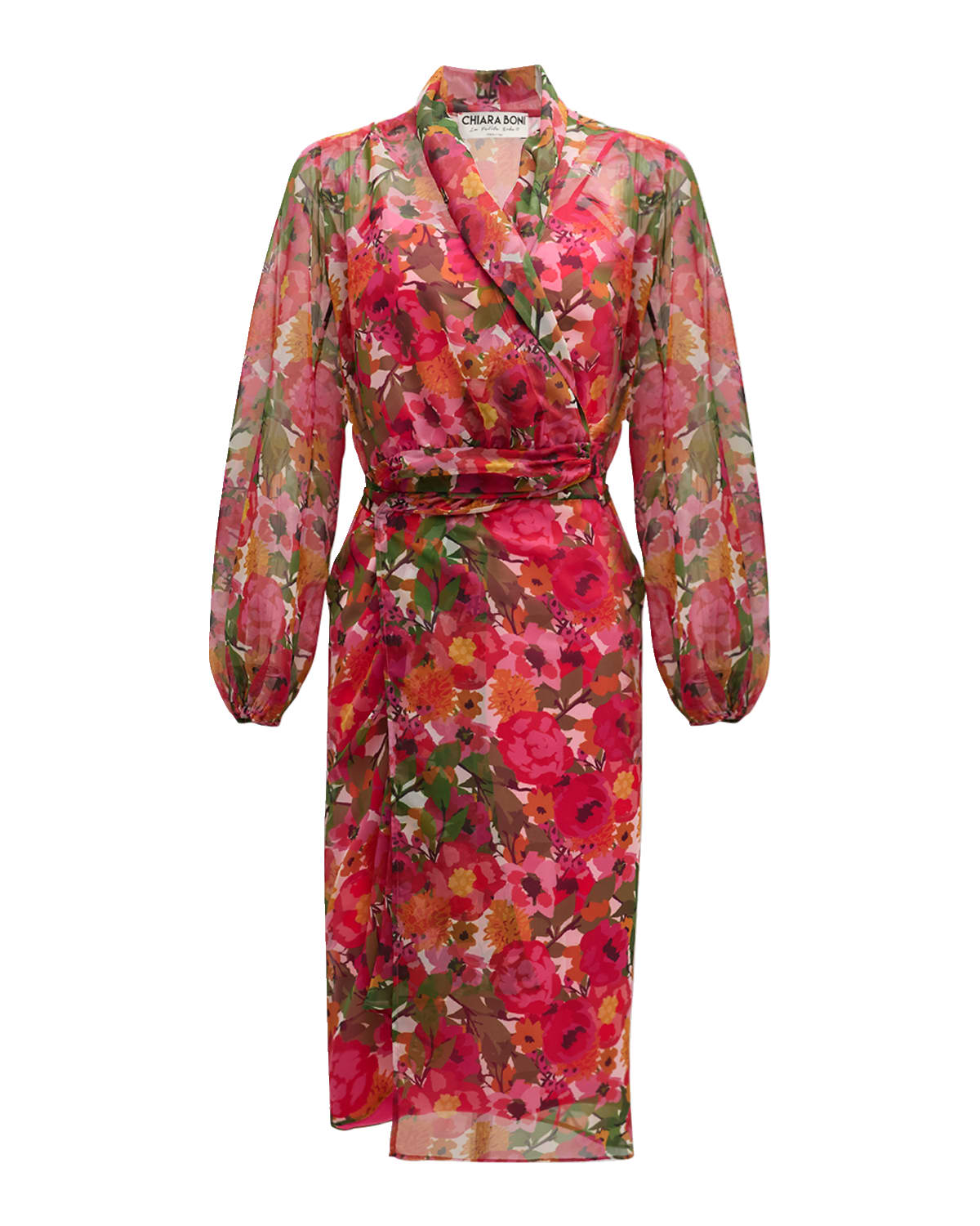 Chiara Boni La Petite Robe Floral-Print Chiffon Midi Wrap Dress