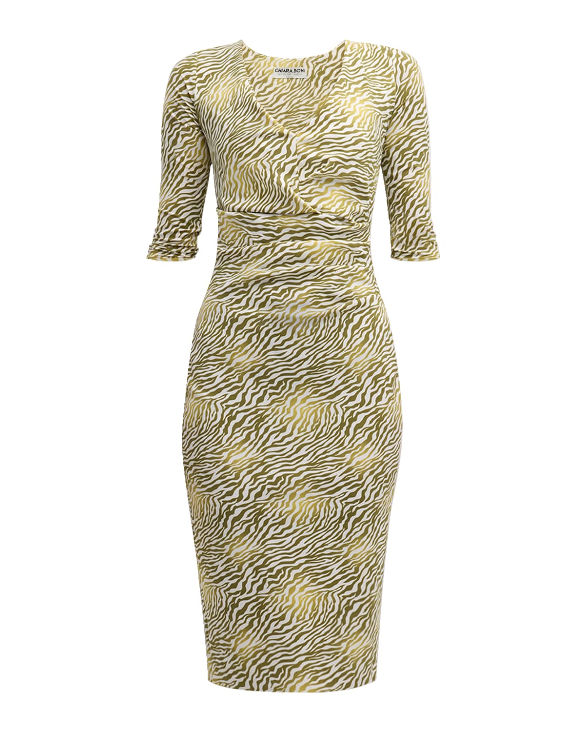 Chiara Boni La Petite Robe Ruched Zebra-Print Bodycon Midi Dress
