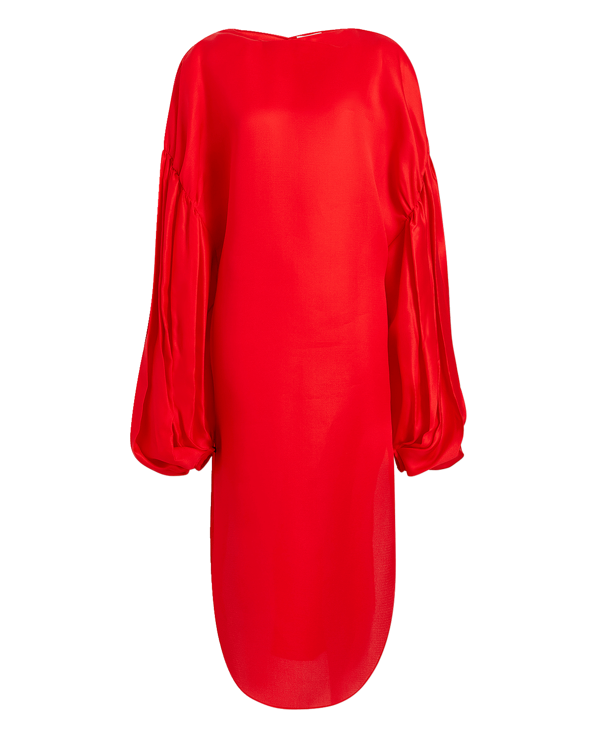 Khaite Zelma Balloon-Sleeve Silk Midi Dress