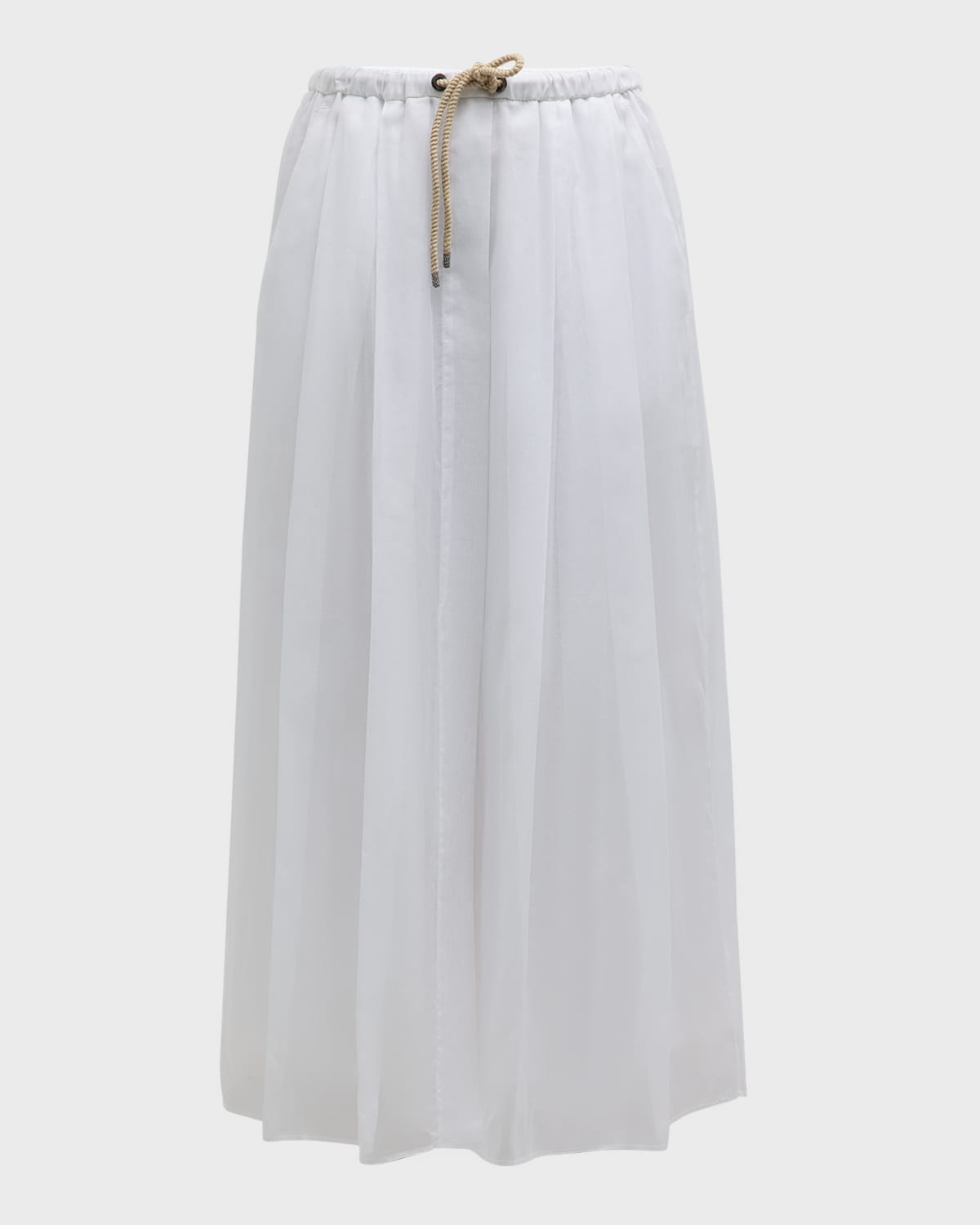 Brunello Cucinelli Cotton Gauze Fluid Maxi Skirt with Rope Belt