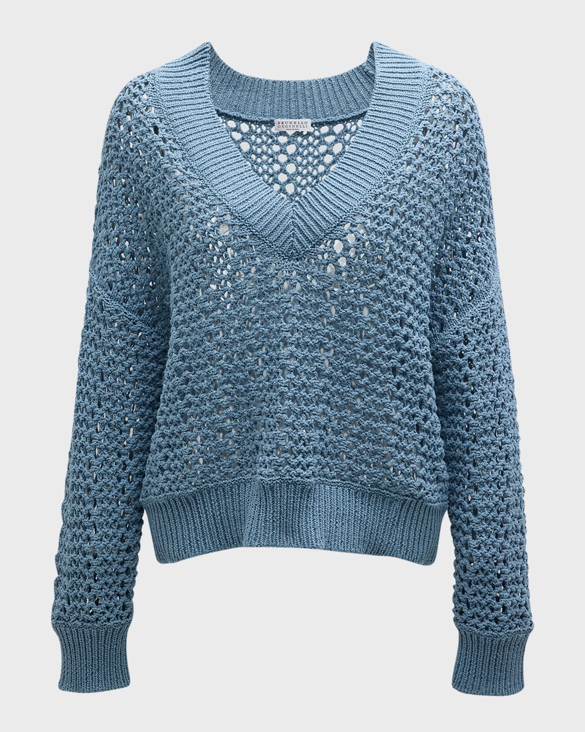 Brunello Cucinelli Cotton Open-Work Knit Sweater