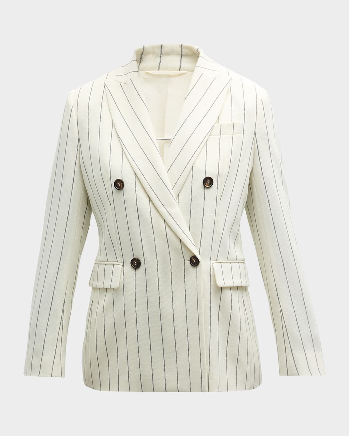 Brunello Cucinelli Panama Pinstripe Double-Breasted Jacket