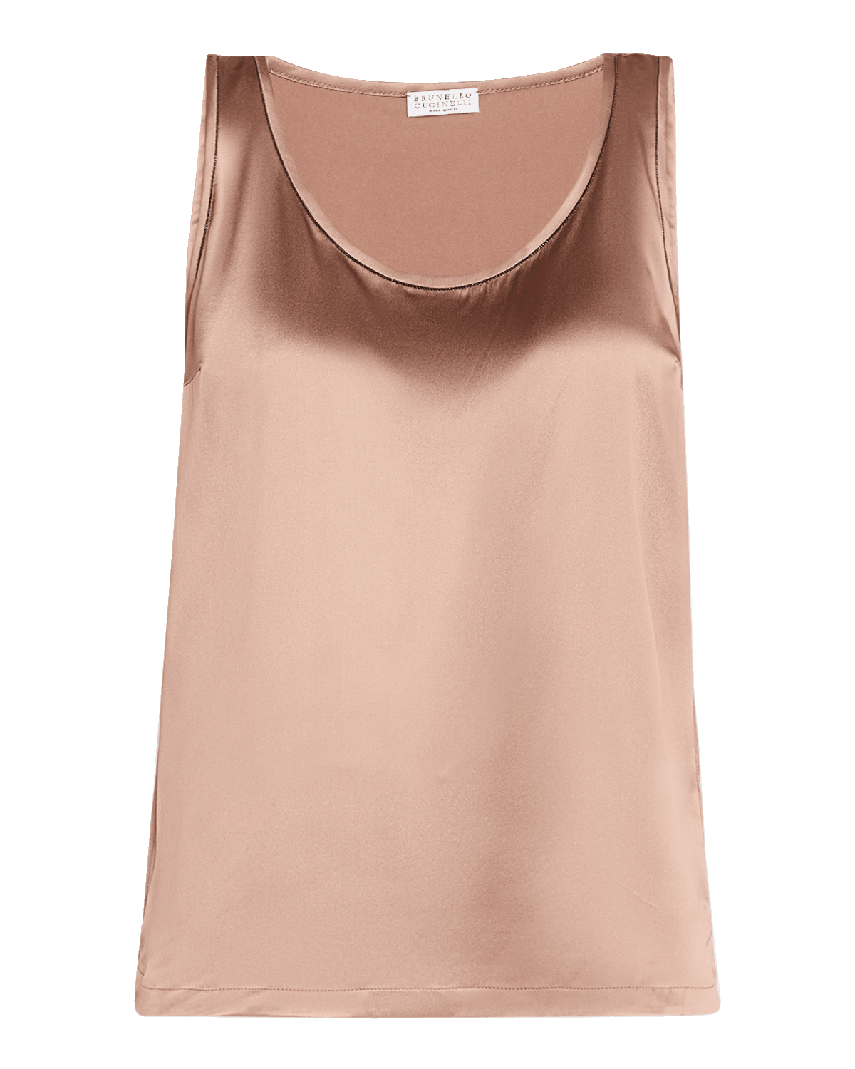 Brunello Cucinelli Monili Scoop-Neck Silk Tank Top