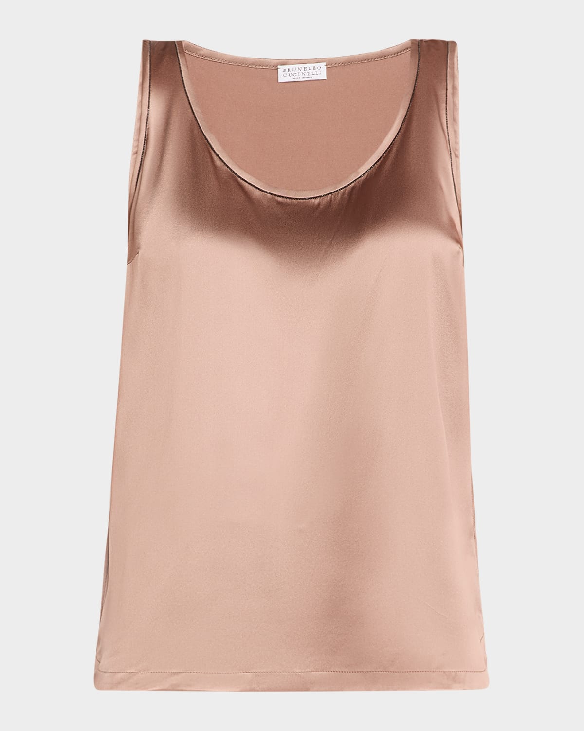 Brunello Cucinelli Monili Scoop-Neck Silk Tank Top