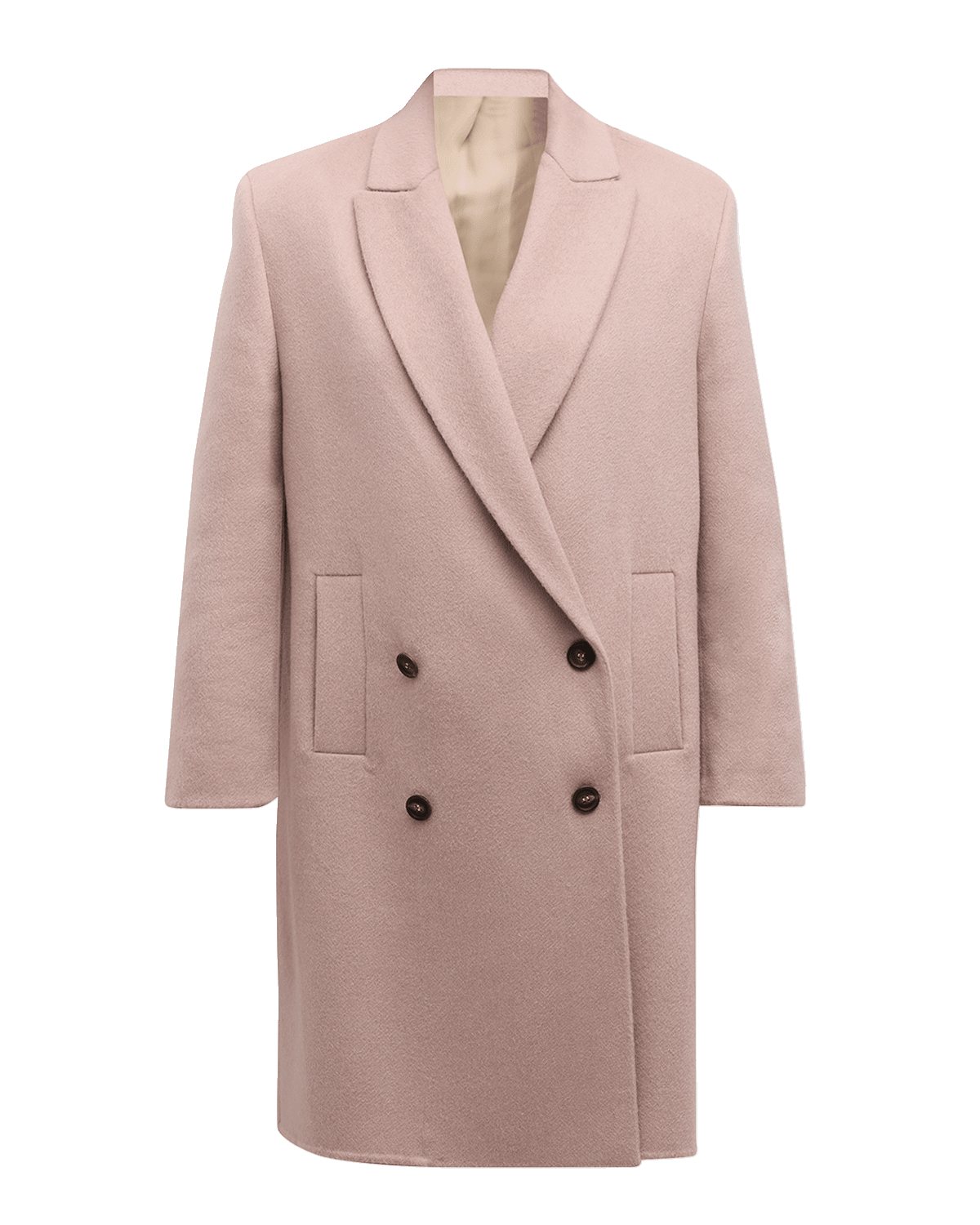 Brunello Cucinelli Beaver-Finish Cashmere Double-Breasted Long Coat