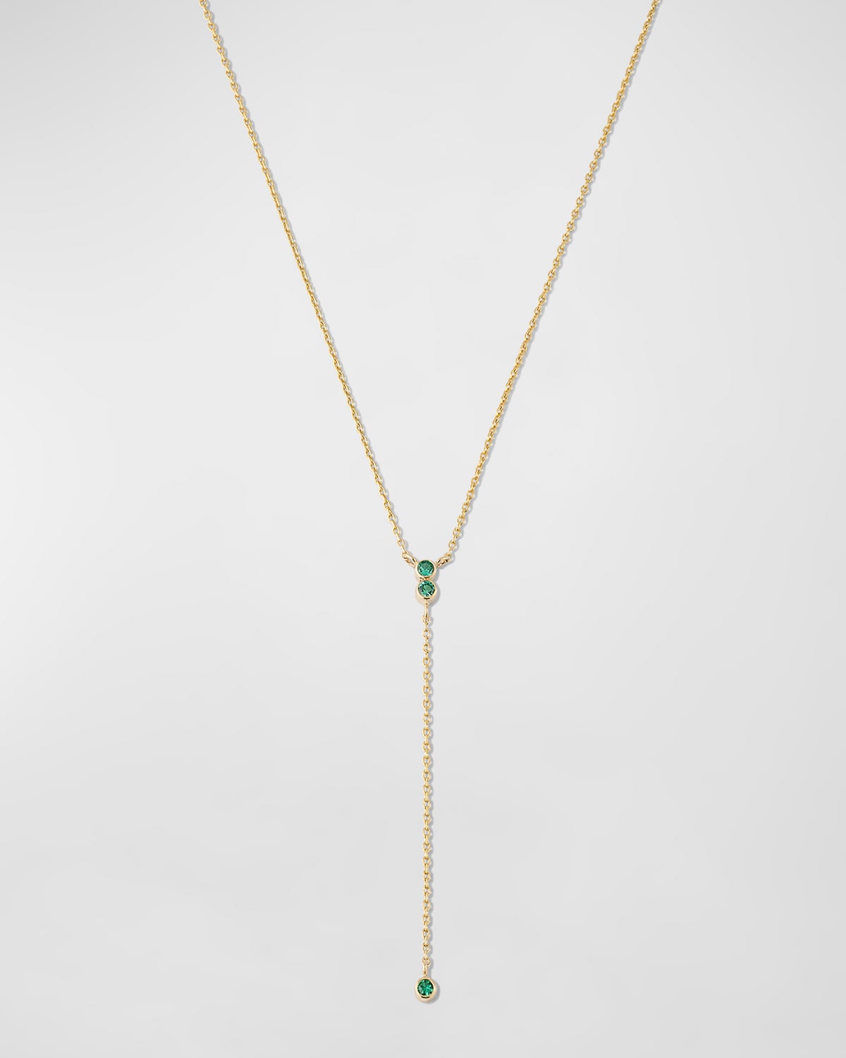 POPPY FINCH Baby Emerald Lariat Necklace