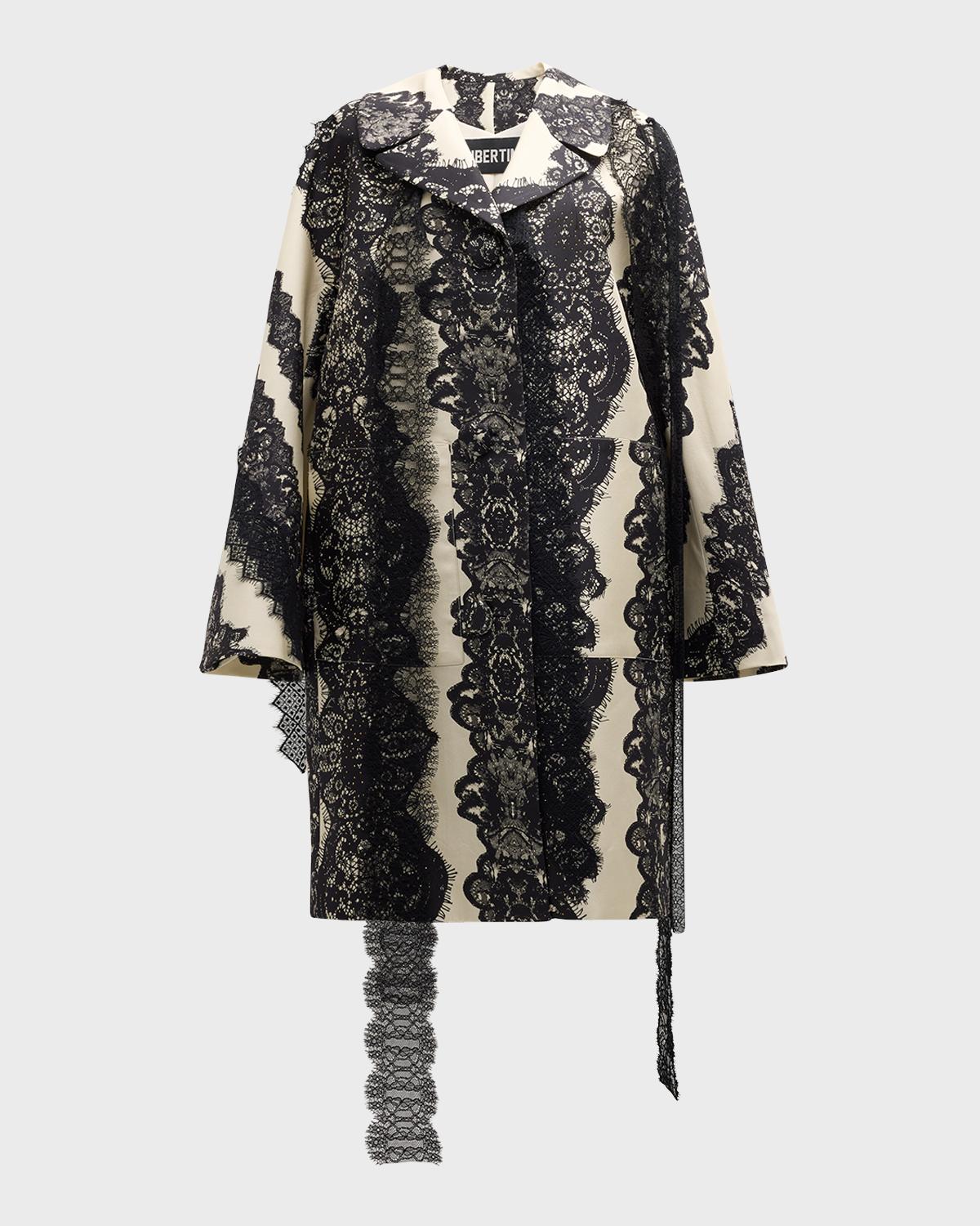 Libertine Venetian Lace-Trim Single-Breasted Coat