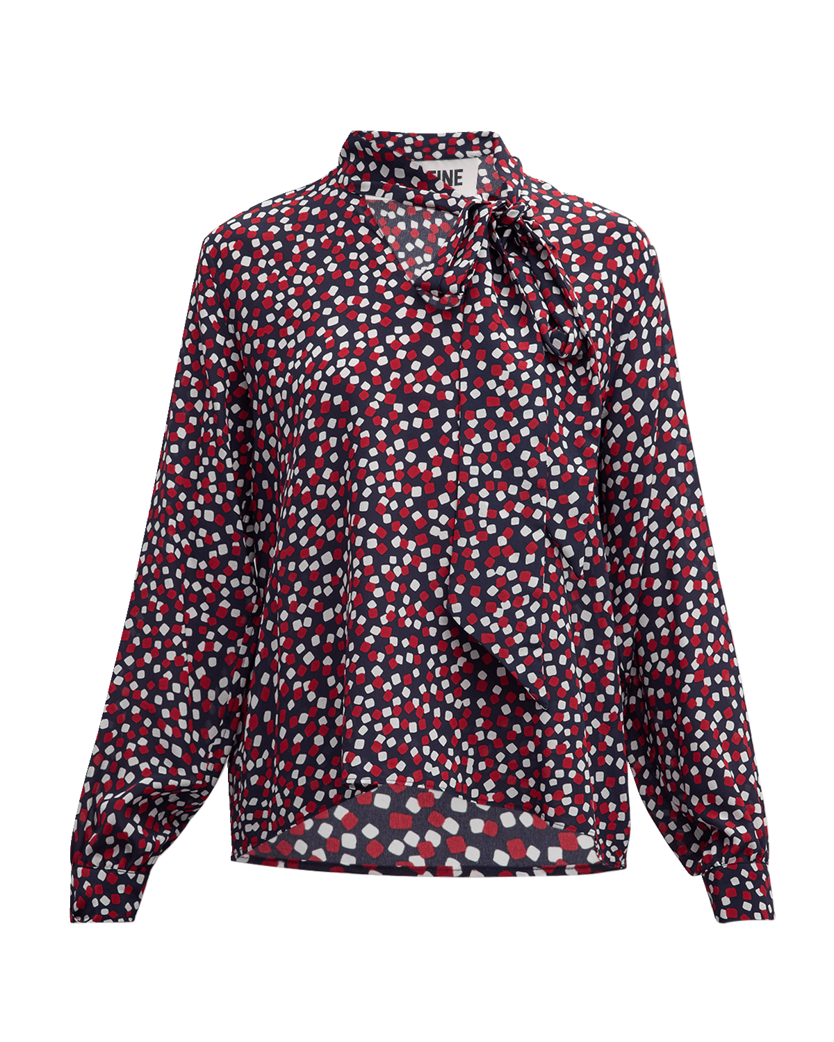 Libertine Keith Confetti-Print Neck-Tie Slim Silk Blouse