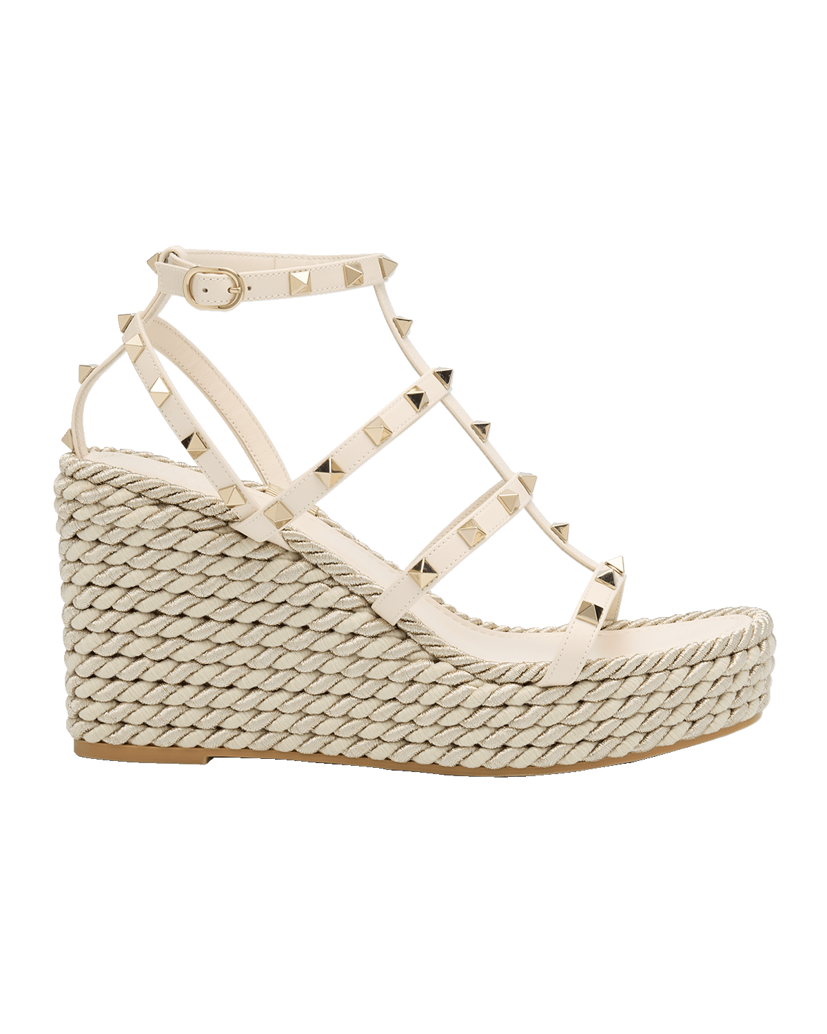 Valentino Garavani Rockstud Caged Wedge Espadrille Sandals