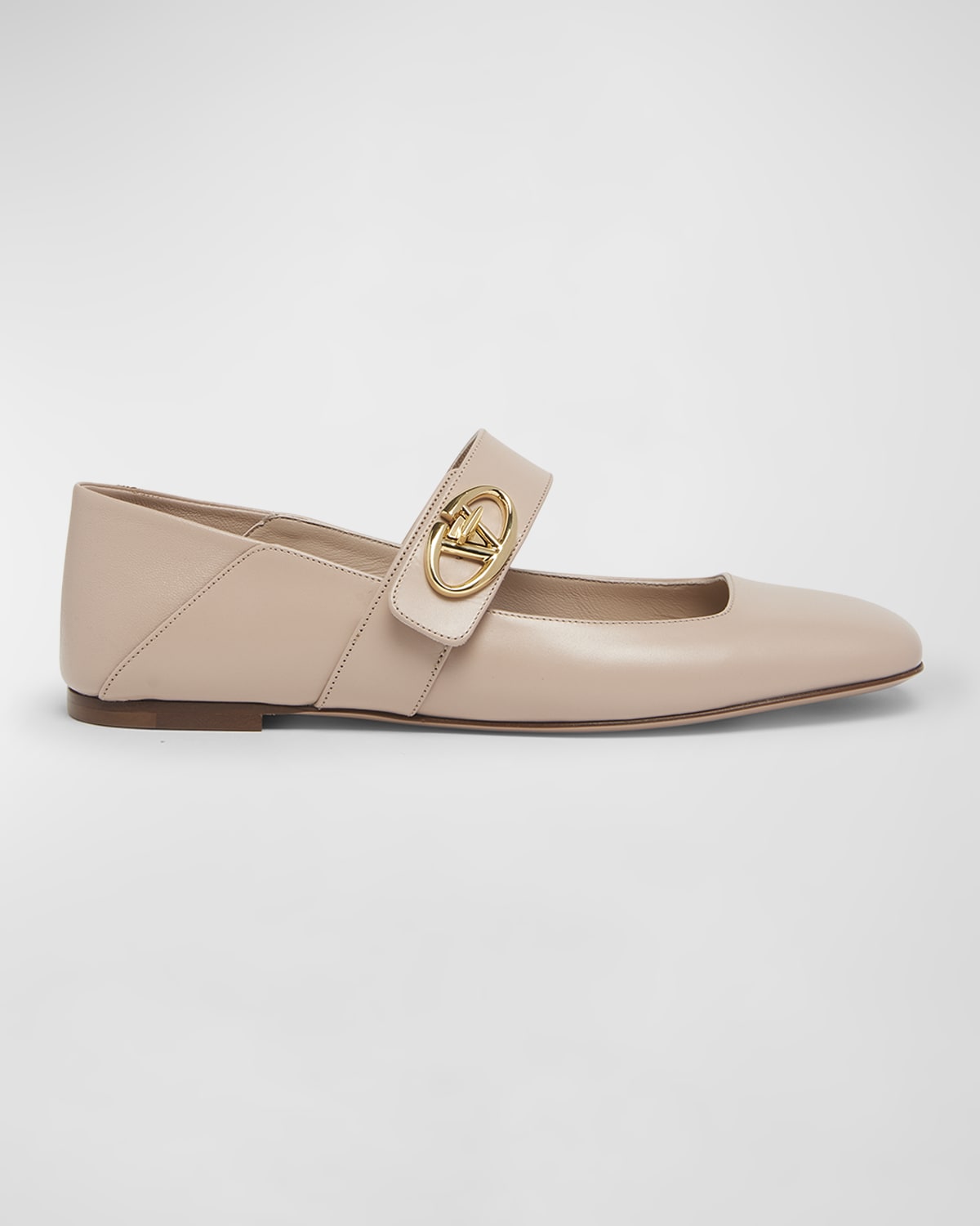 Valentino Garavani VLogo Leather Mary Jane Ballerina Flats